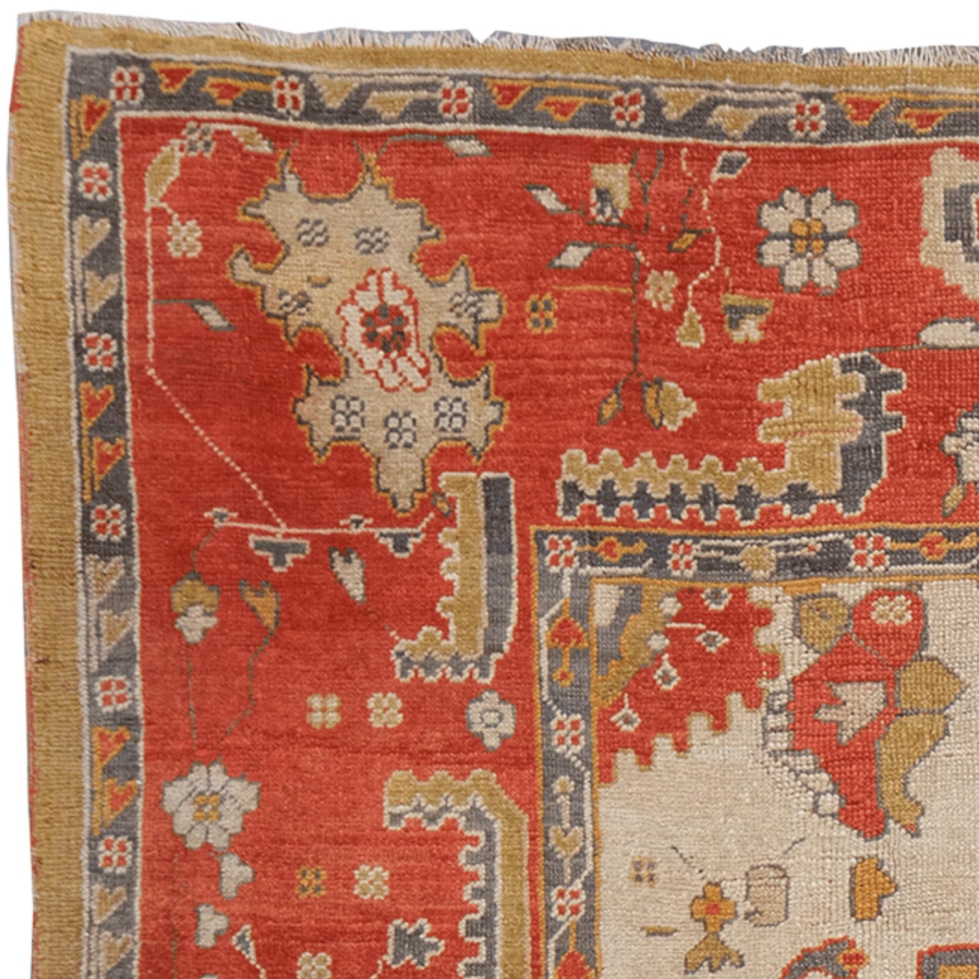 Lana Tappeto Ushak della fine del XIX secolo - Tappeto Ushak in lana vintage in vendita