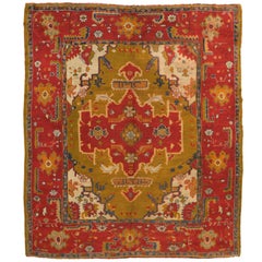 Late of 19th Century Ushak Carpet - Antique Wool Ushak Carpet