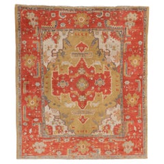 Late of 19th Century Ushak Carpet - Vintage Wool Ushak Carpet