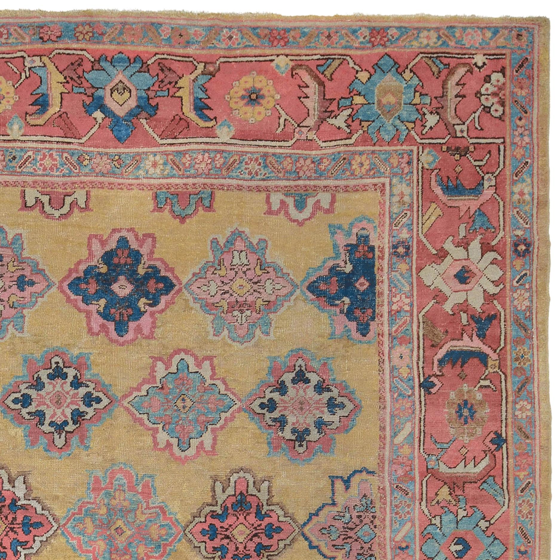 Tapis de Mahal jaune de la fin du 19e siècle - Tapis de Mahal ancien Bon état - En vente à Sultanahmet, 34