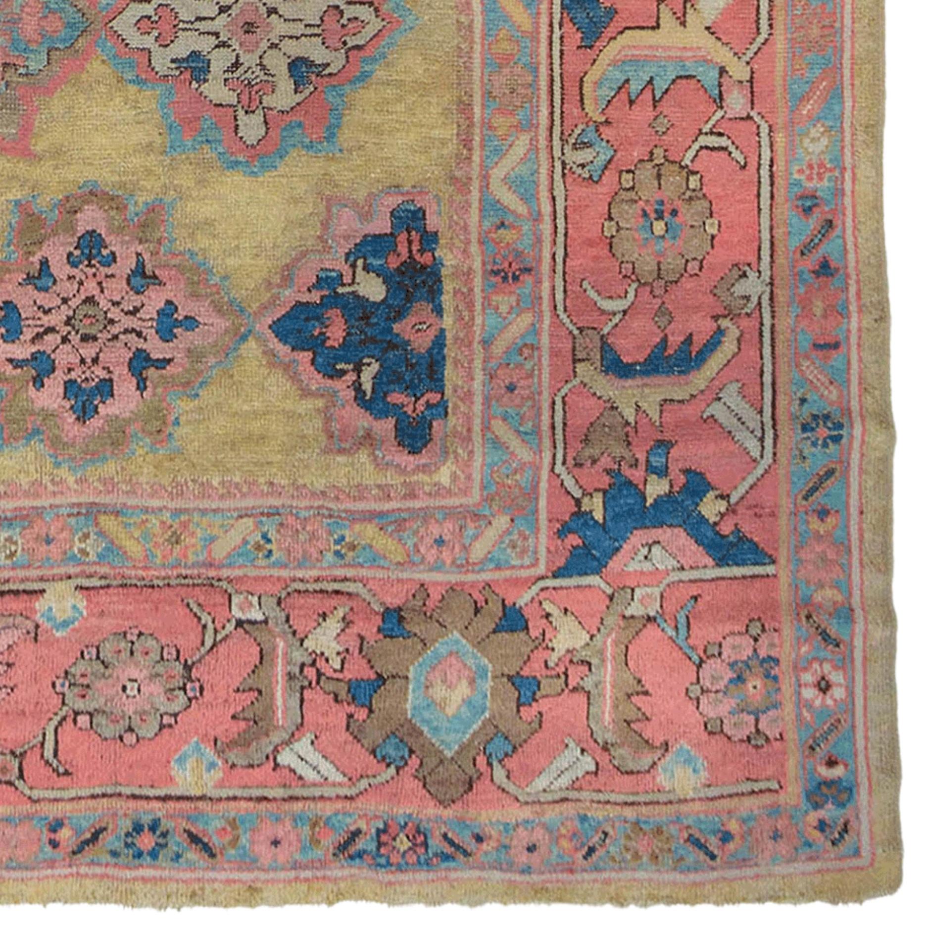 XIXe siècle Tapis de Mahal jaune de la fin du 19e siècle - Tapis de Mahal ancien en vente