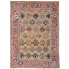Late of 19th Century Yellow Mahal Carpet - Antique Mahal Carpet