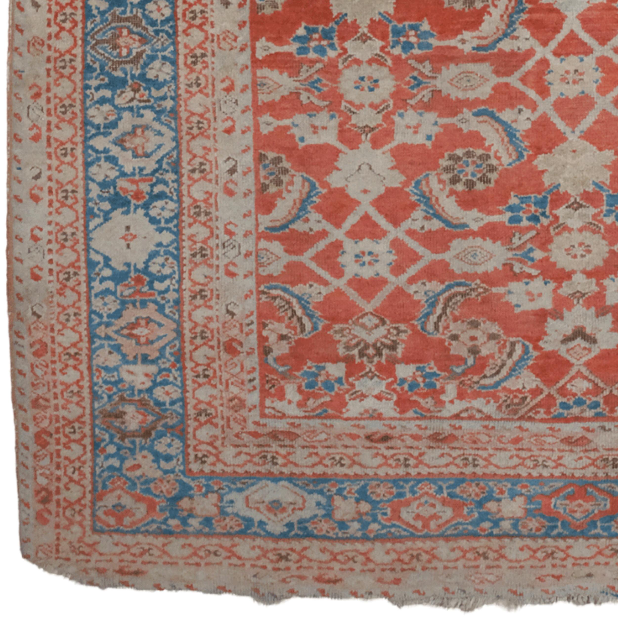 This rare antique Ziegler carpet is a special piece that was expertly woven in the late 19th century, and stands out with its unique design and quality workmanship. Ziegler carpets reflect the impressive combination of Western and Eastern carpet
