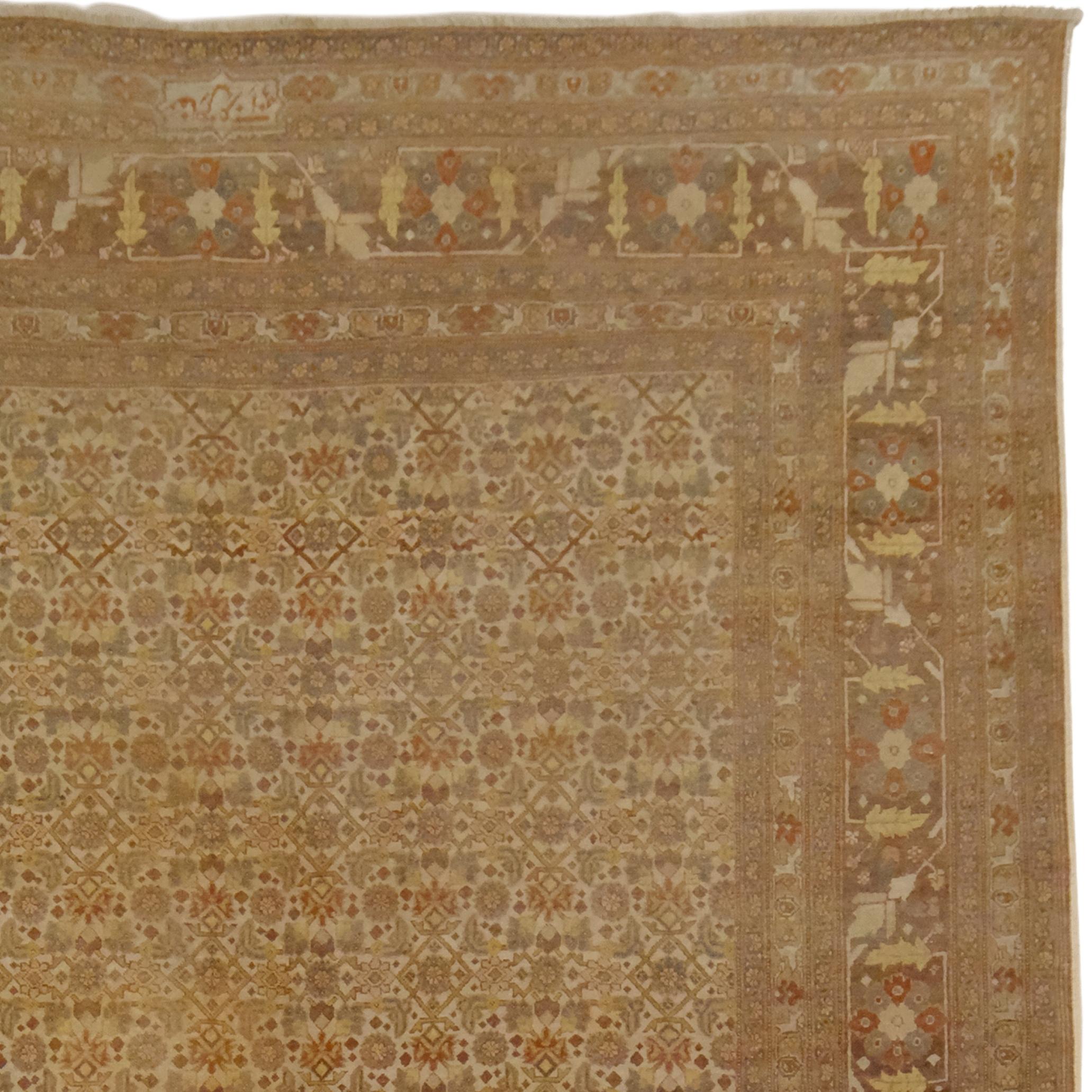 Hand-Woven Late of the 19th Century Antique Tabriz Carpet For Sale