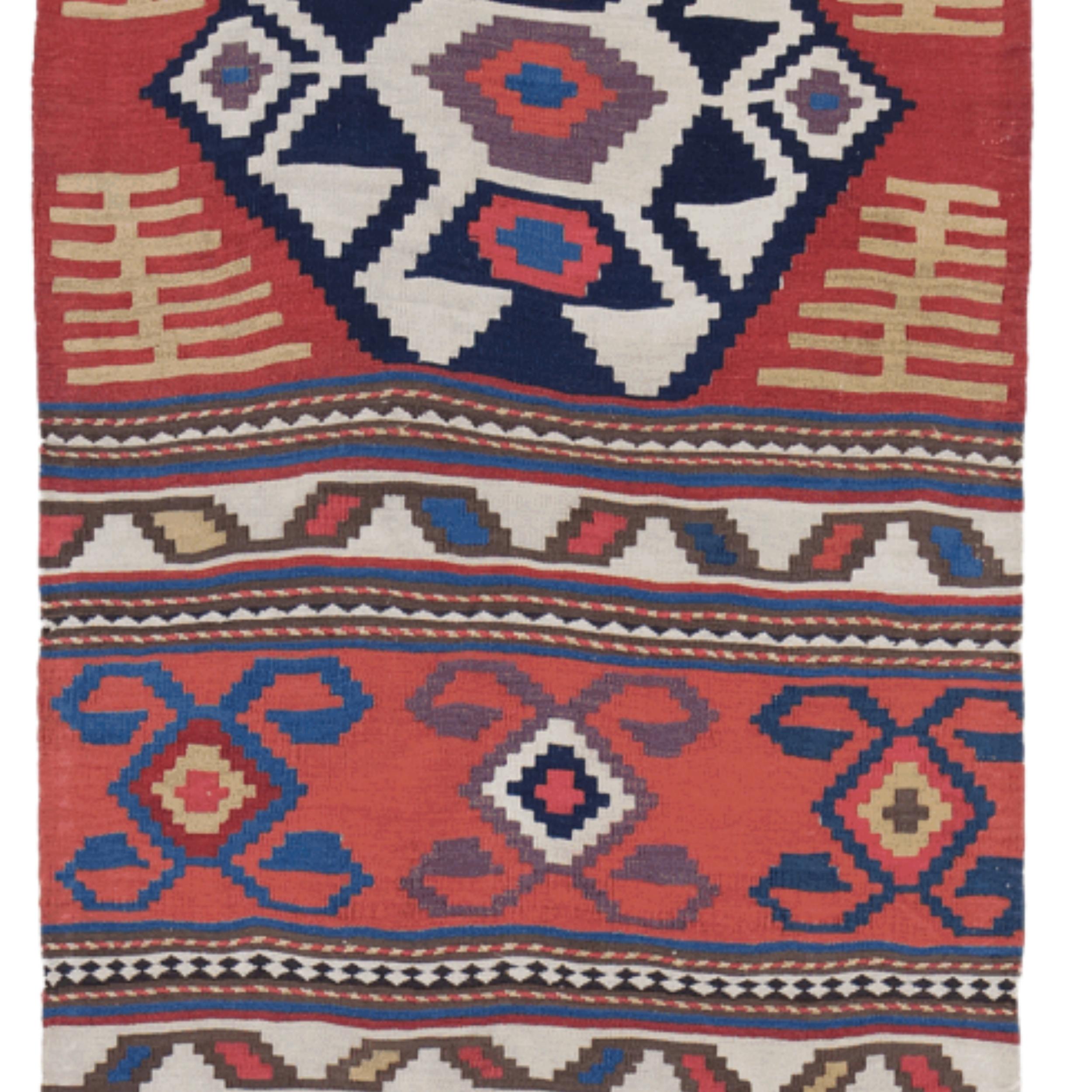Caucasien Kilim caucasien de la fin du XIXe siècle en vente
