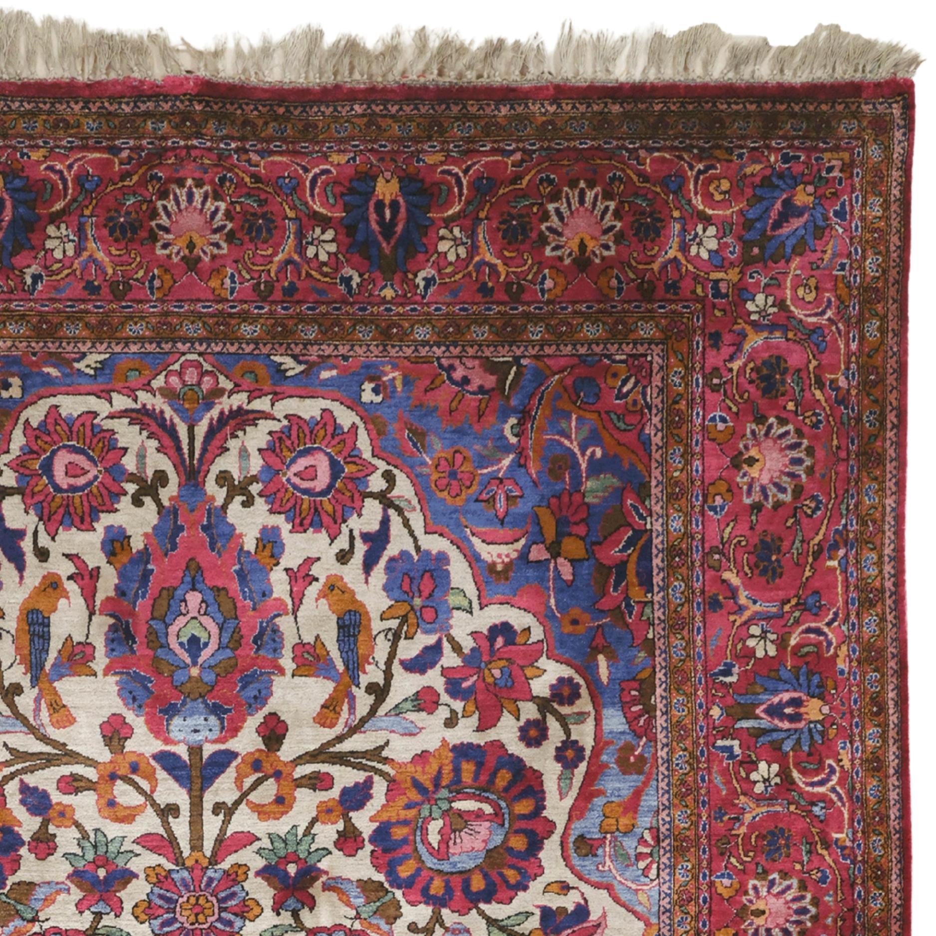 Tappeto di seta Keshan della fine del XIX secolo - Tappeto Keshan di seta antico In condizioni buone in vendita a Sultanahmet, 34