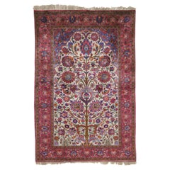 Late of the 19th Century Keshan Silk Rug - Antique Silk Keshan Rug
