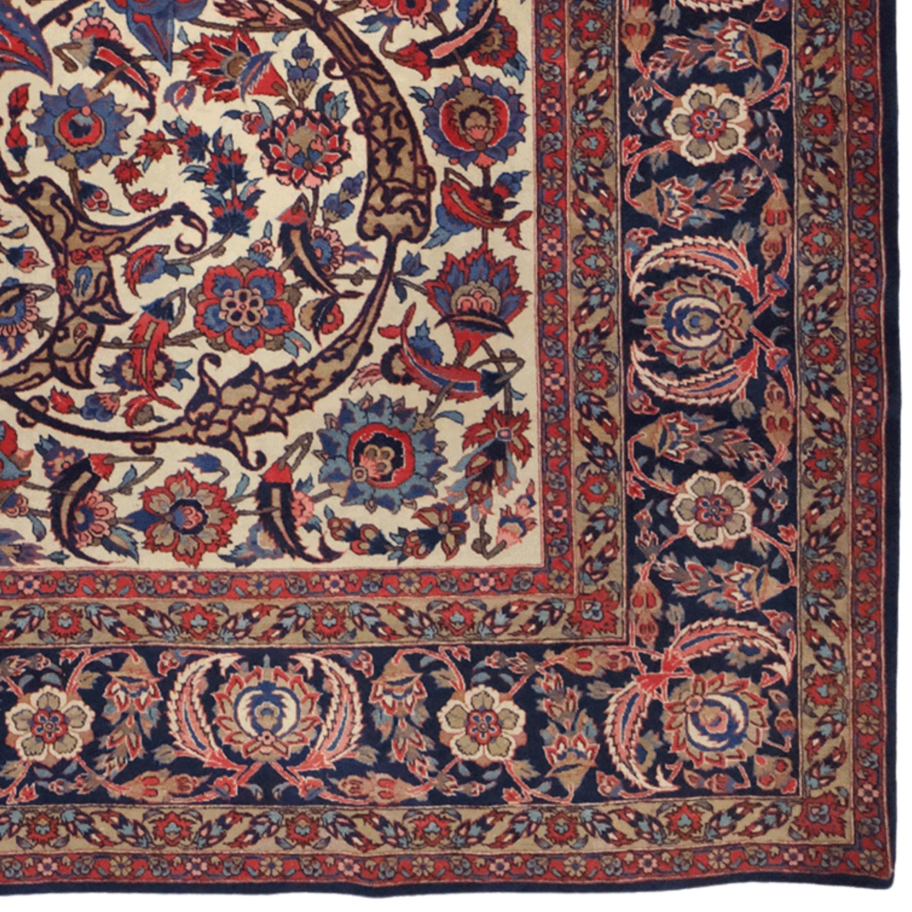 Alfombra persa Keshan de finales del siglo XIX en Bueno estado para la venta en Sultanahmet, 34