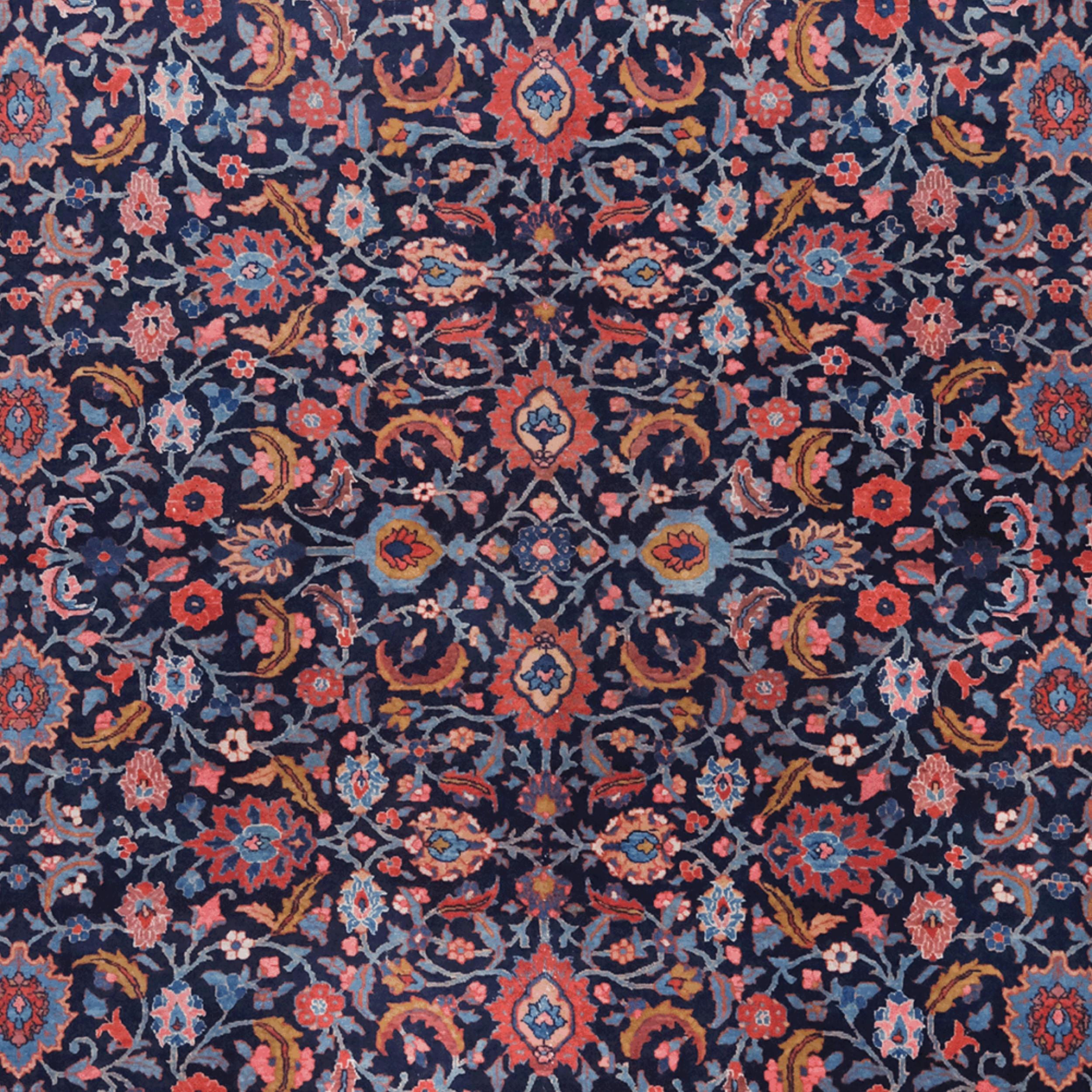 Hand-Woven Late of The 19th Century Persian Yazd Carpet For Sale