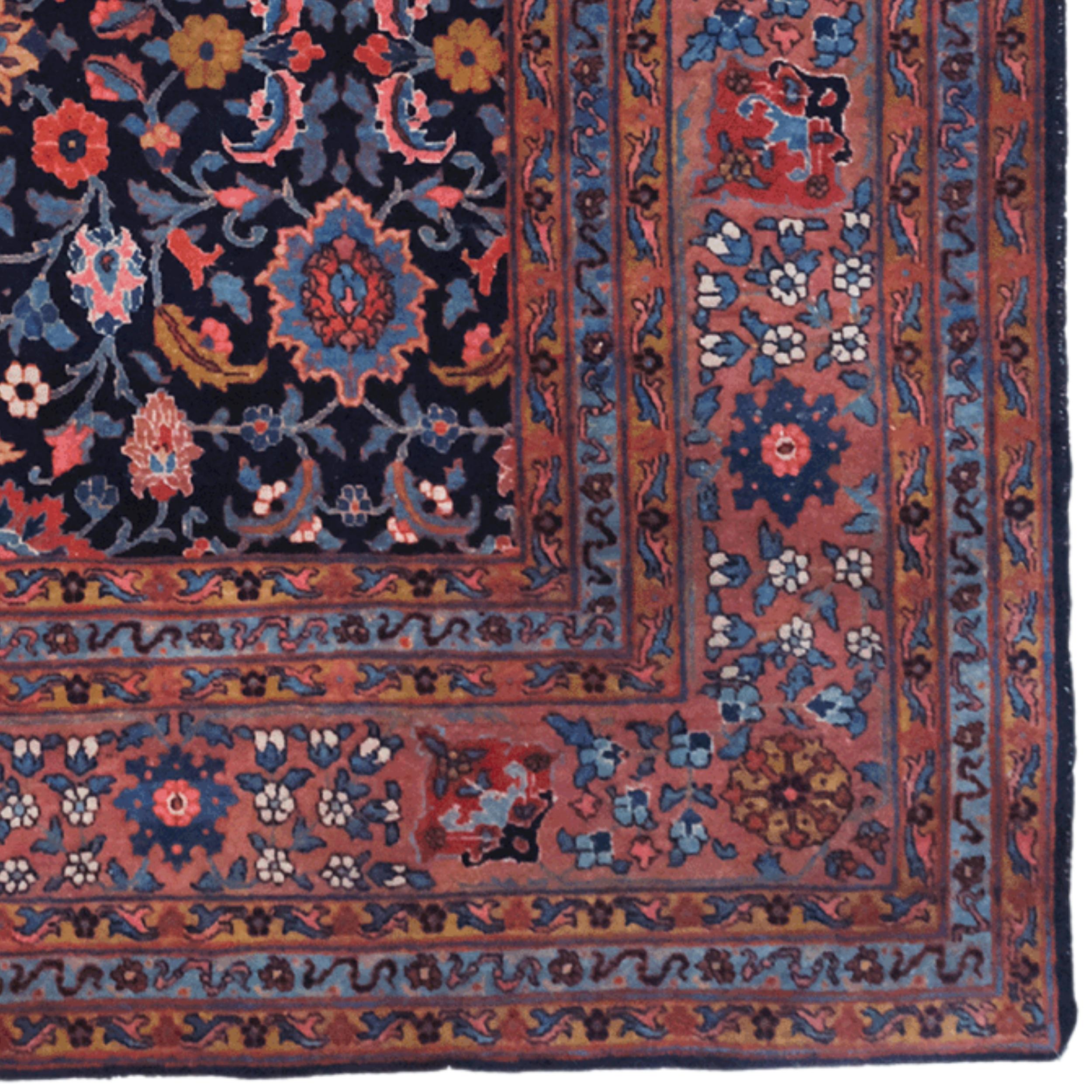 Wool Late of The 19th Century Persian Yazd Carpet For Sale
