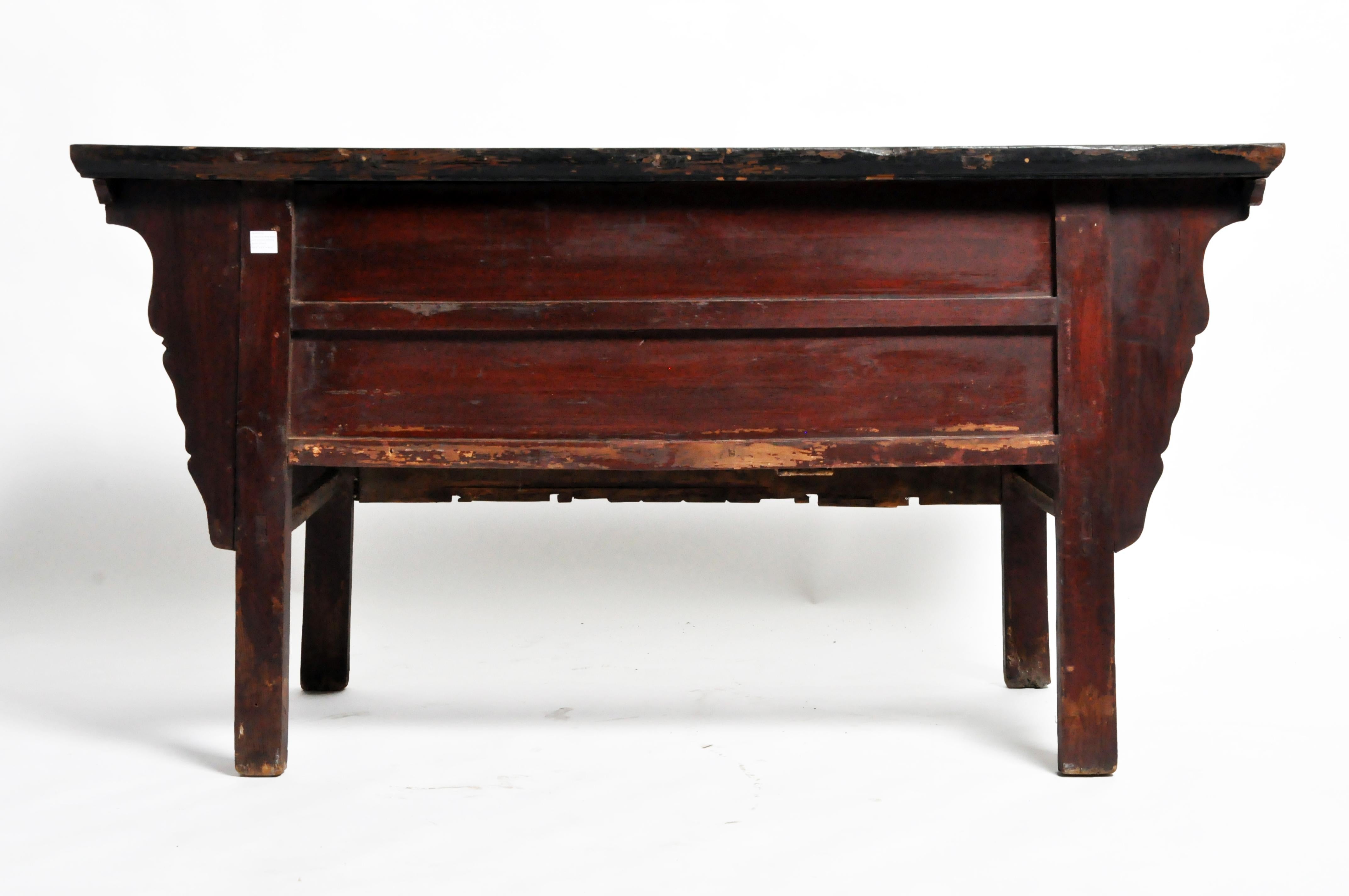 Chinese Late Qing Dynasty Altar Coffer with 3 Drawers and Original Patina