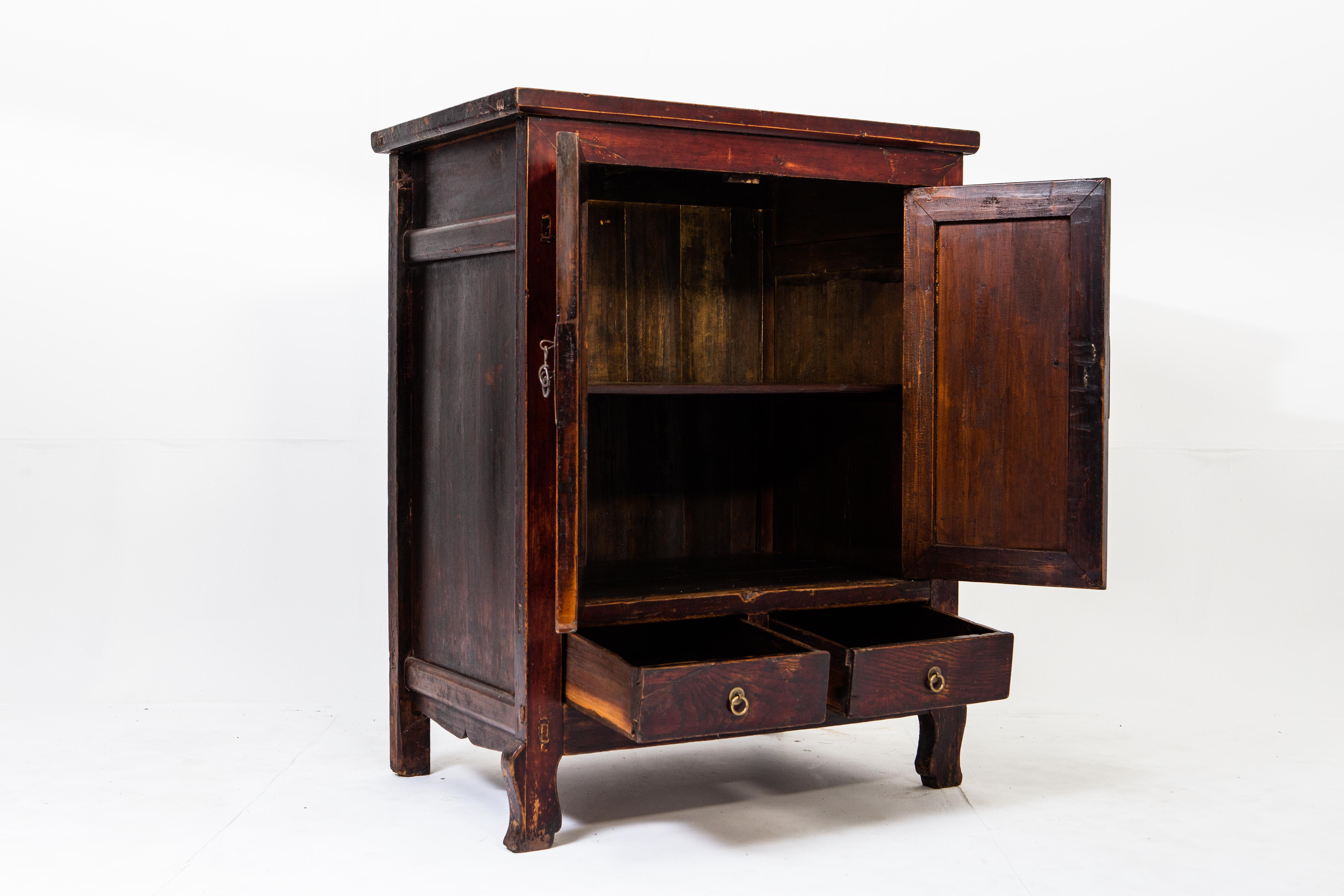 Chinese Late-Qing Dynasty Cabinet with Two Drawers and Two Doors
