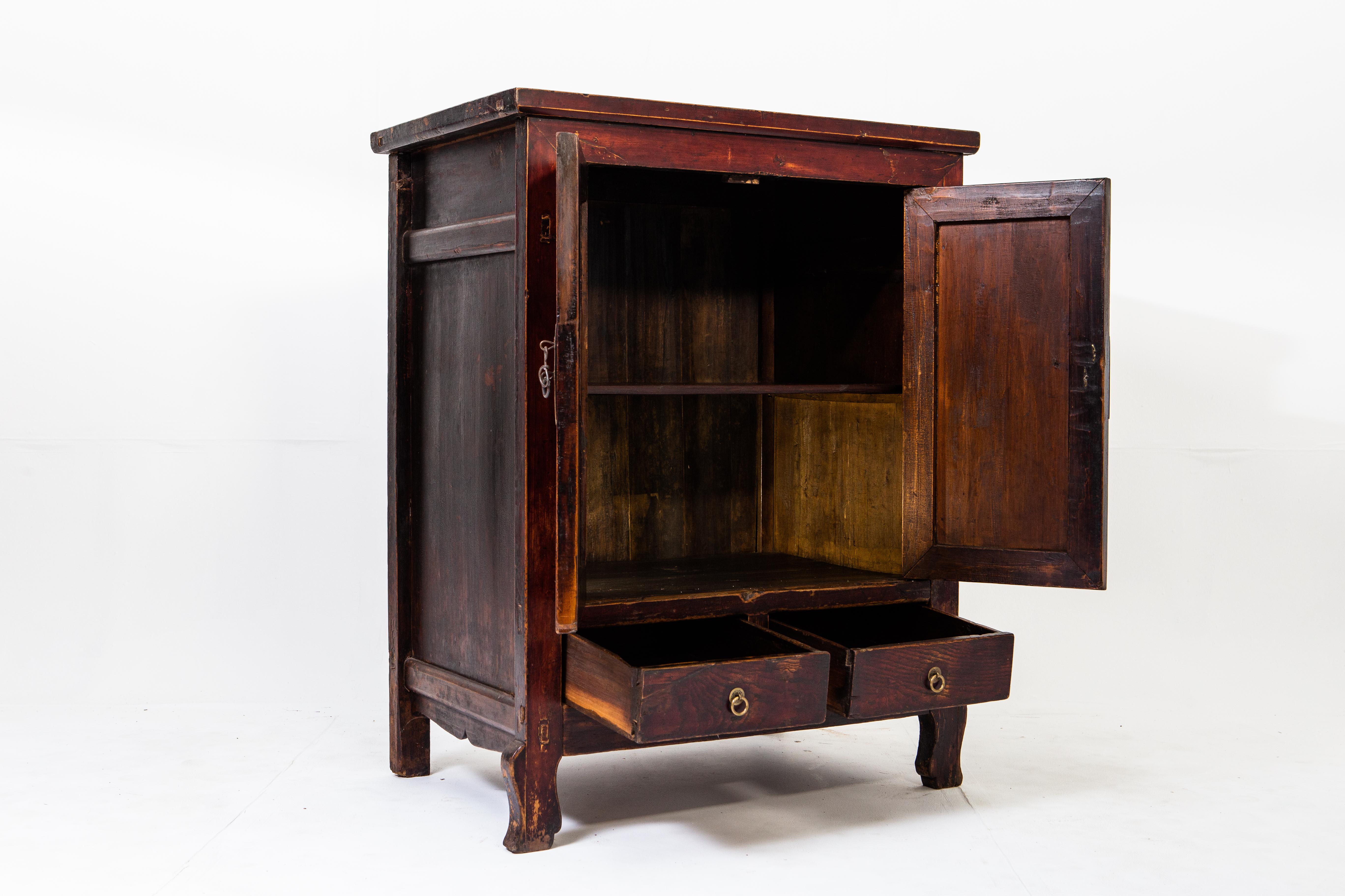 Late-Qing Dynasty Cabinet with Two Drawers and Two Doors In Good Condition In Chicago, IL