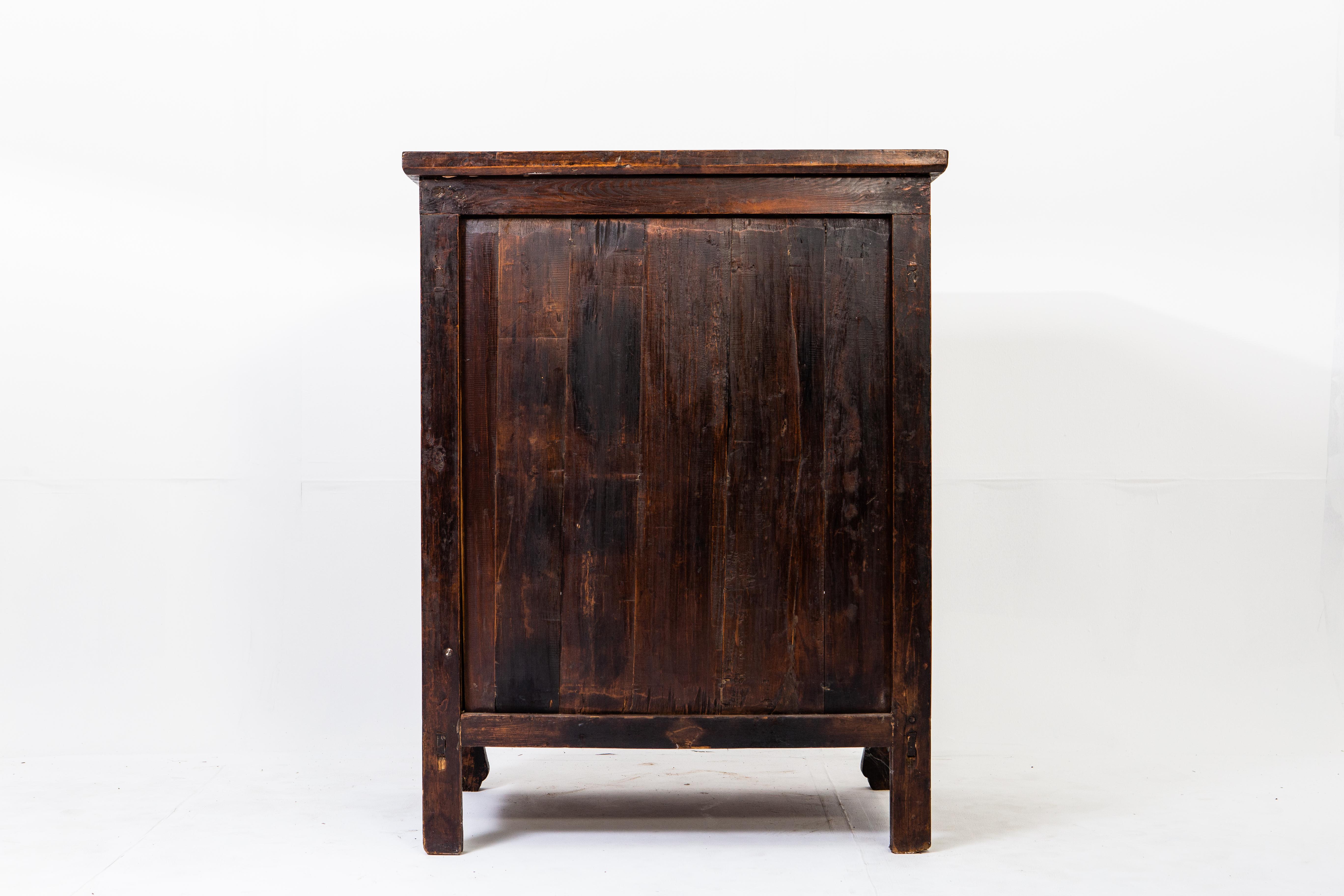 Elm Late-Qing Dynasty Cabinet with Two Drawers and Two Doors