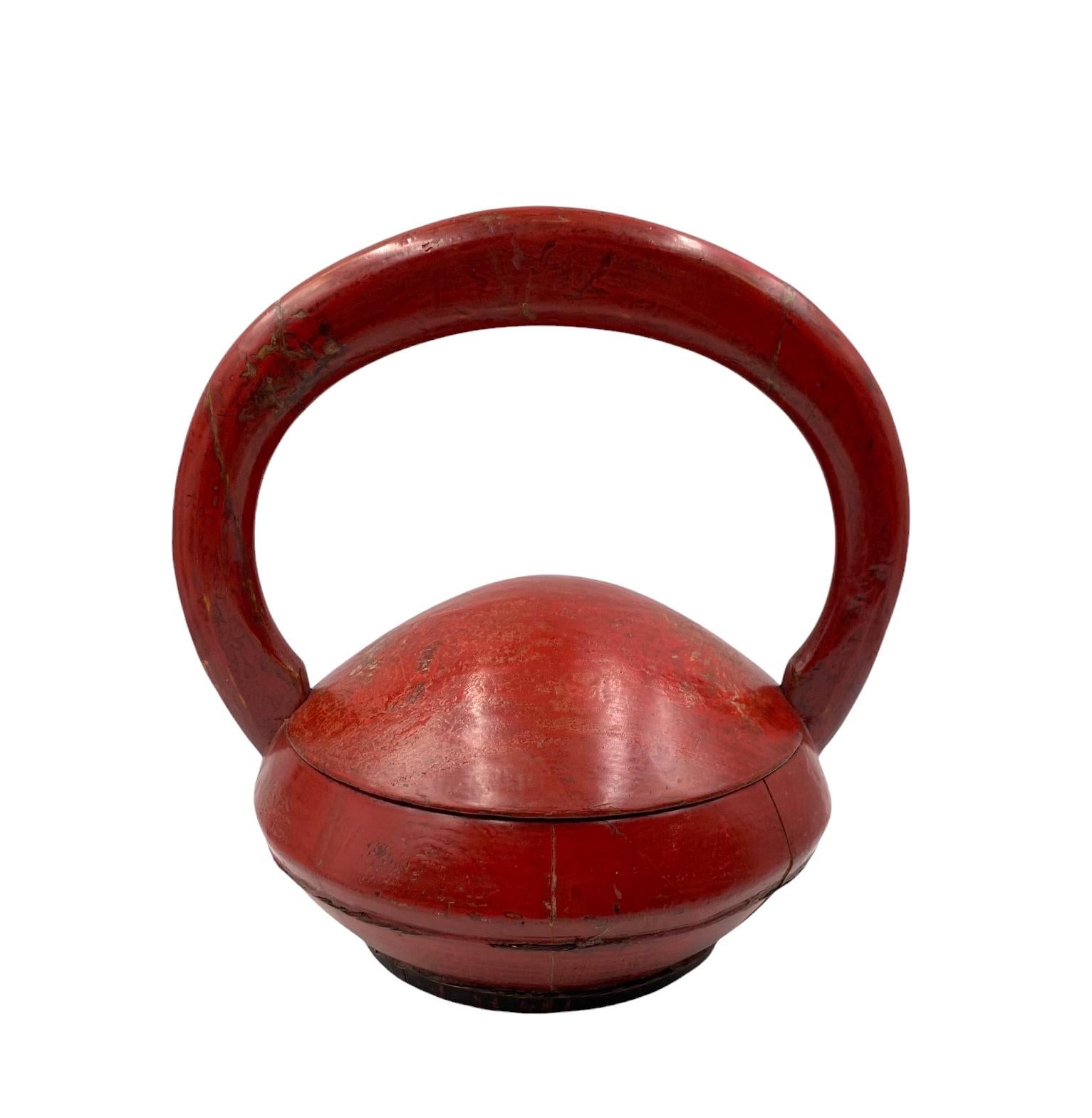 Late Qing Dynasty Chinese Red Lacquer wedding Basket, China early 20th cent. 4
