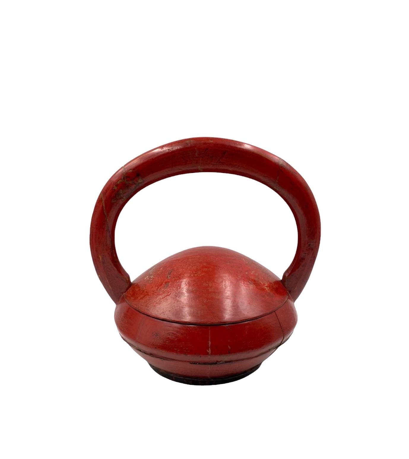Late Qing Dynasty Chinese Red Lacquer wedding Basket, China early 20th cent. 5