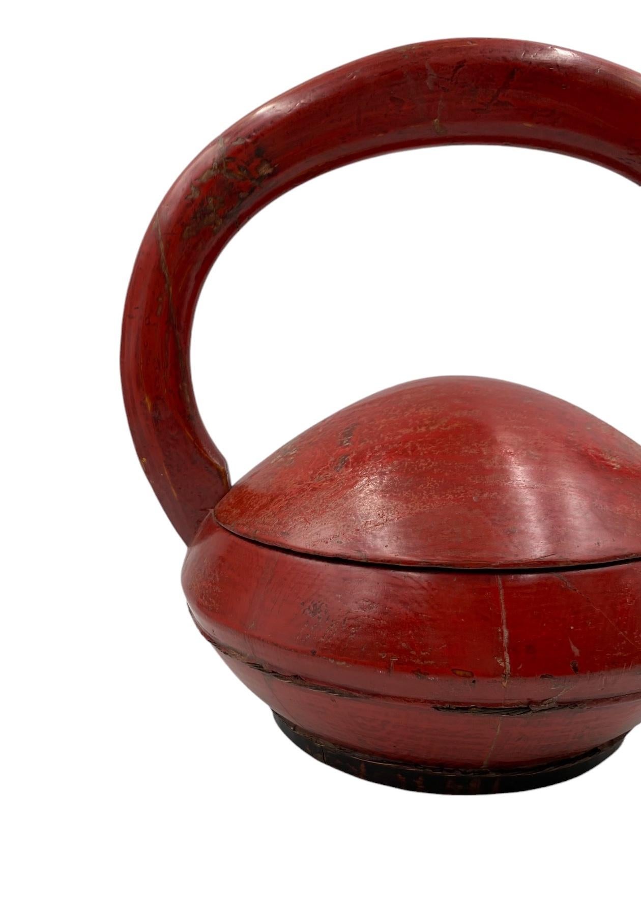 Late Qing Dynasty Chinese Red Lacquer wedding Basket, China early 20th cent. 7