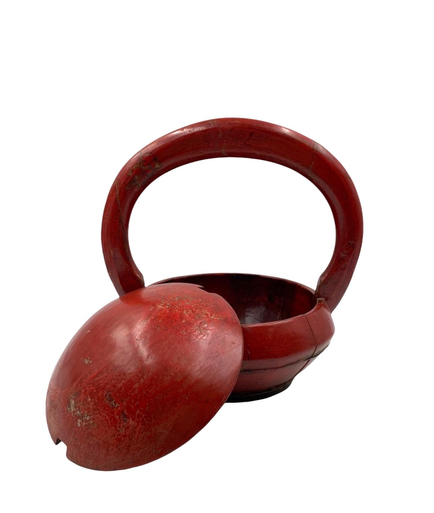 Late Qing Dynasty Chinese Red Lacquer wedding Basket, China early 20th cent. 8