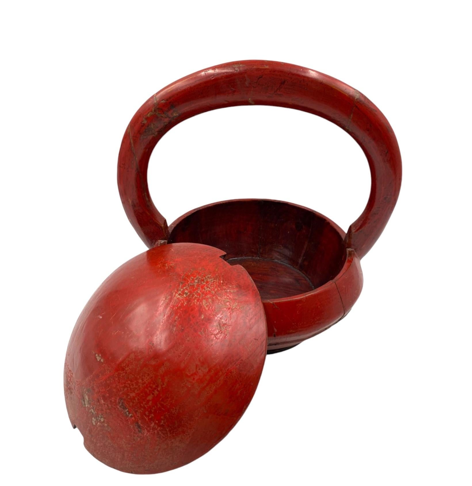 Late Qing Dynasty Chinese Red Lacquer wedding Basket, China early 20th cent. 9