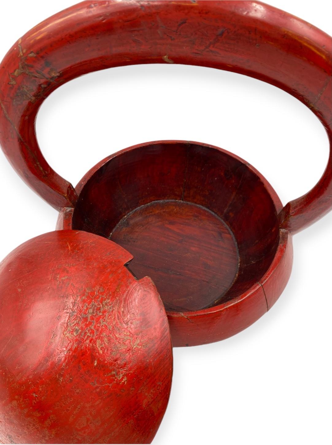 Late Qing Dynasty Chinese Red Lacquer wedding Basket, China early 20th cent. 10