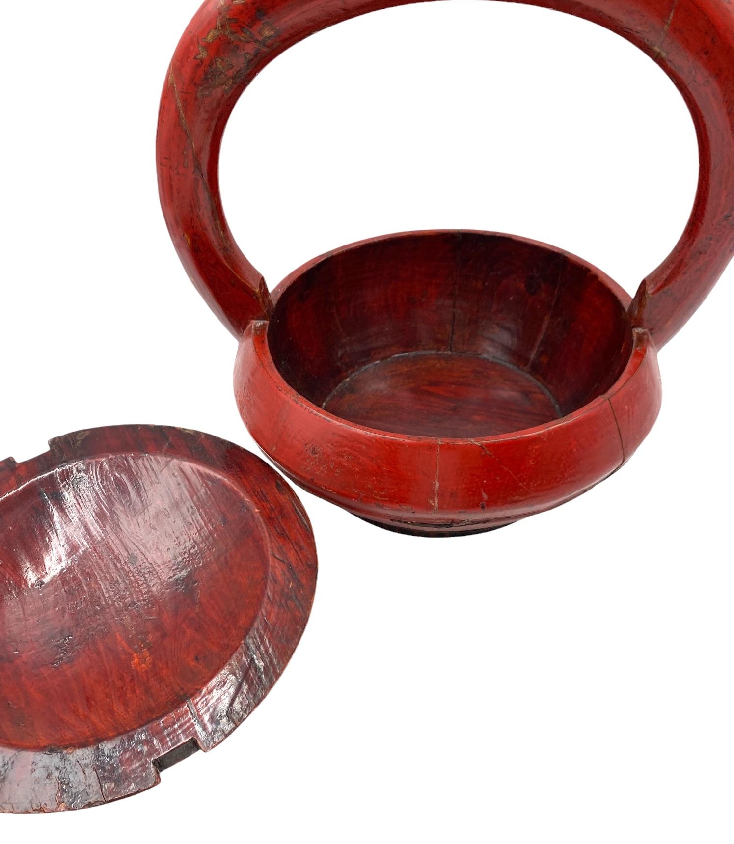 Late Qing Dynasty Chinese Red Lacquer wedding Basket, China early 20th cent. 11