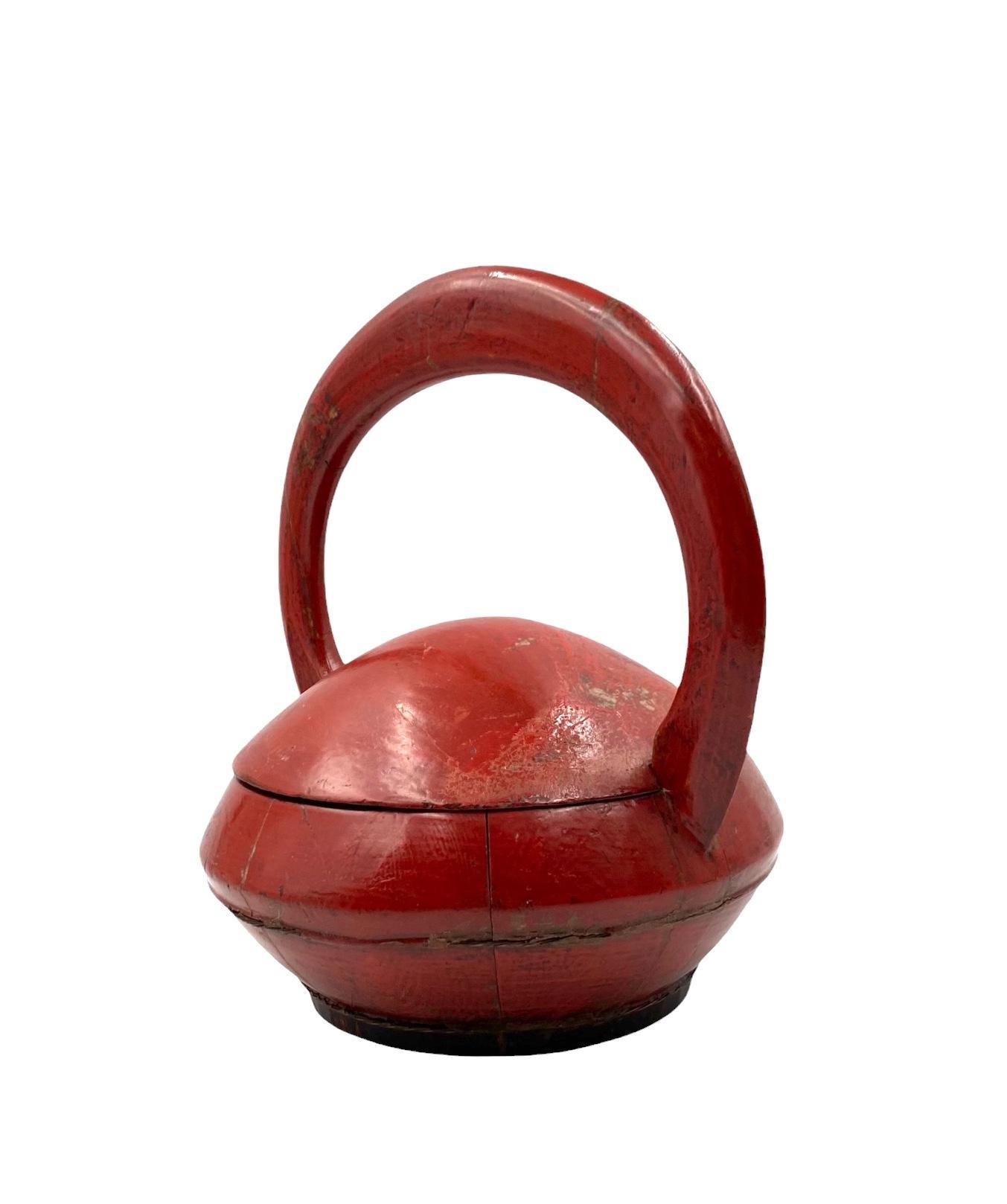 Late Qing Dynasty Chinese Red Lacquer wedding Basket, China early 20th cent. 12