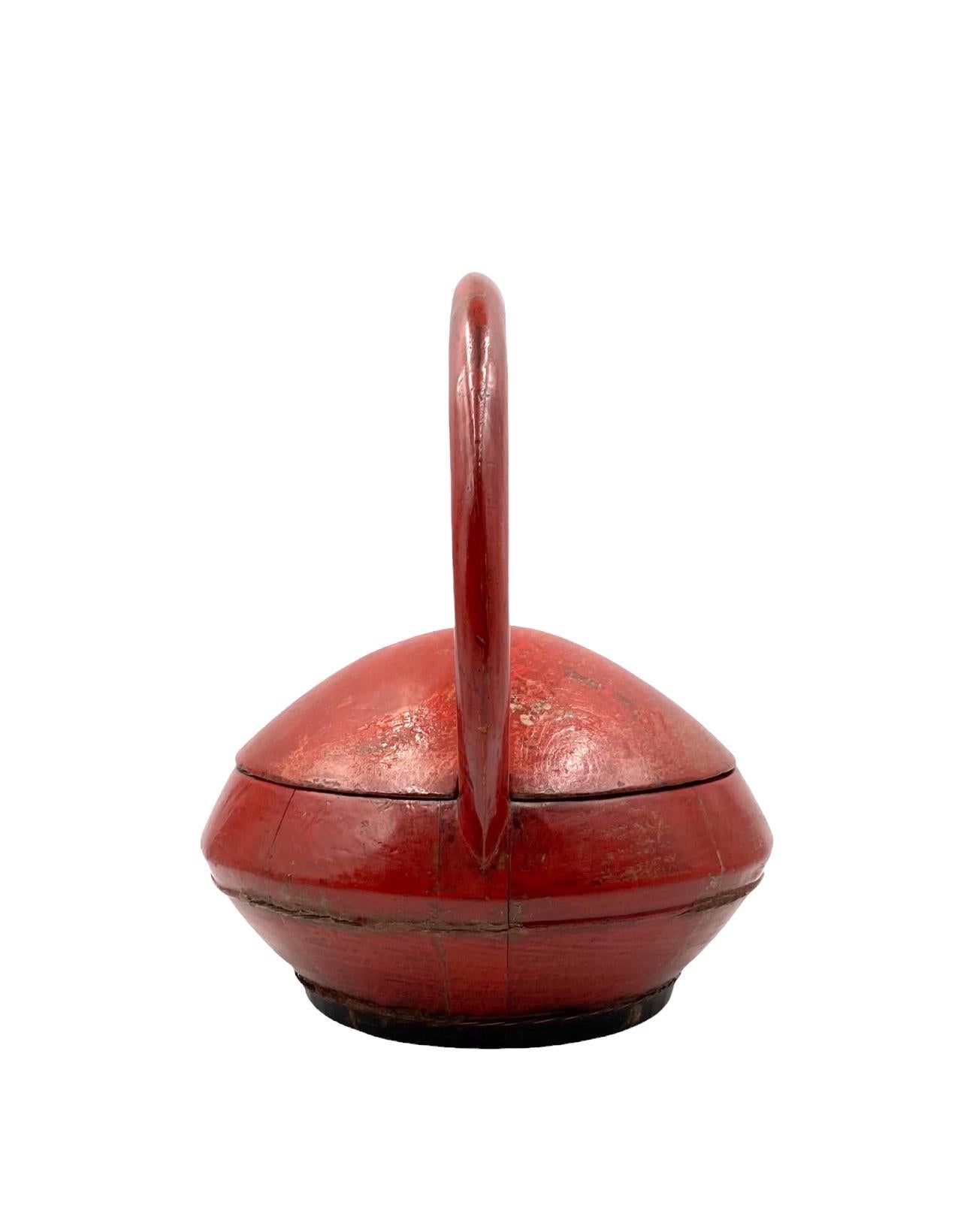 Late Qing Dynasty Chinese Red Lacquer wedding Basket, China early 20th cent. 13