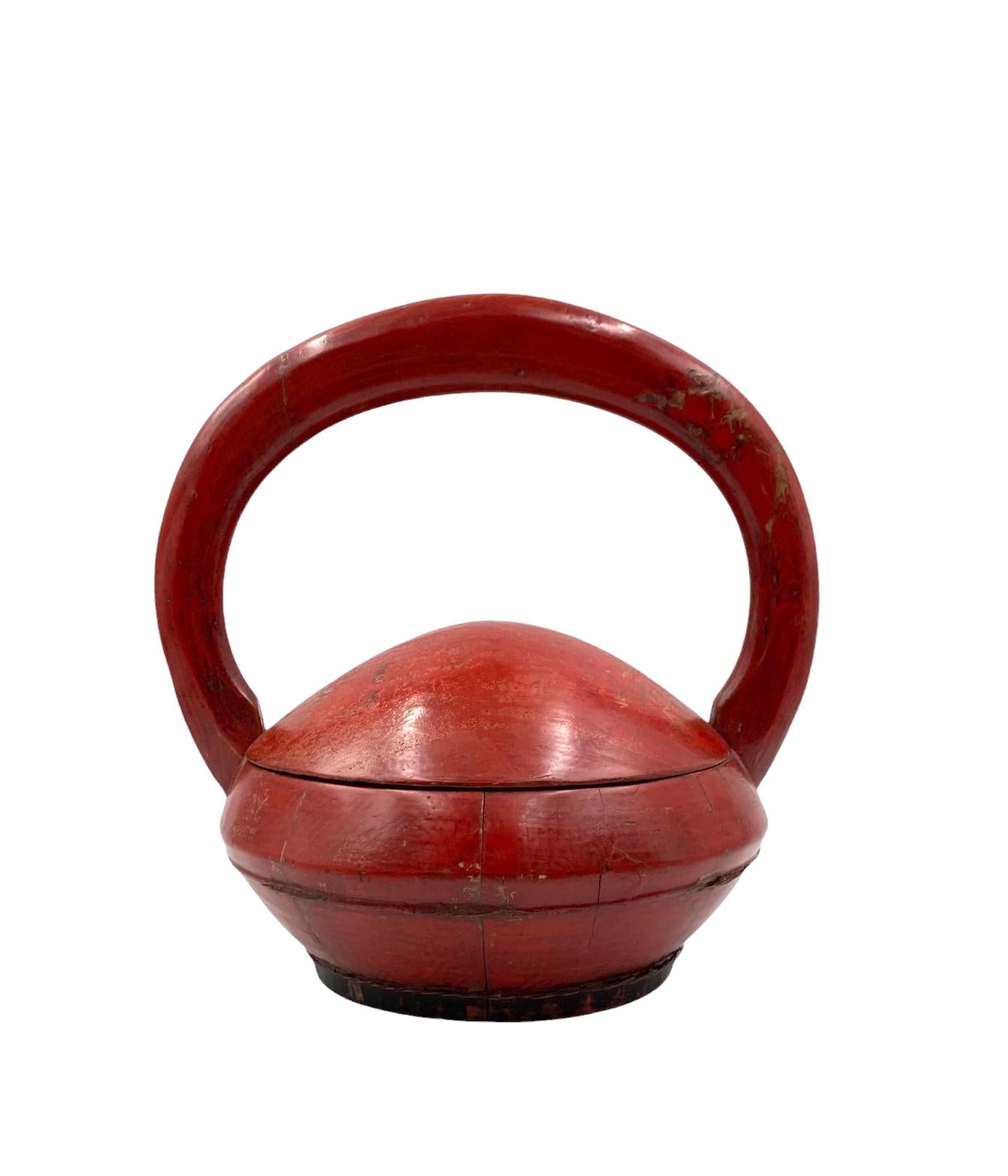 Late Qing Dynasty Chinese Red Lacquer wedding Basket, China early 20th cent. 14