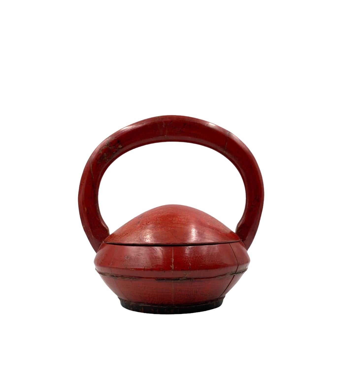 Late Qing Dynasty Chinese Red Lacquer wedding Basket, China early 20th cent. 2