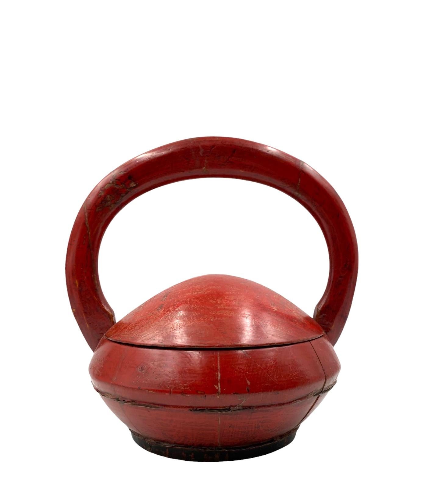 Late Qing Dynasty Chinese Red Lacquer wedding Basket, China early 20th cent. 3