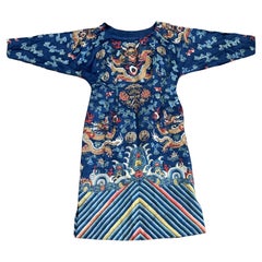 Late Qing Dynasty Embroidered Silk Dragon Robe