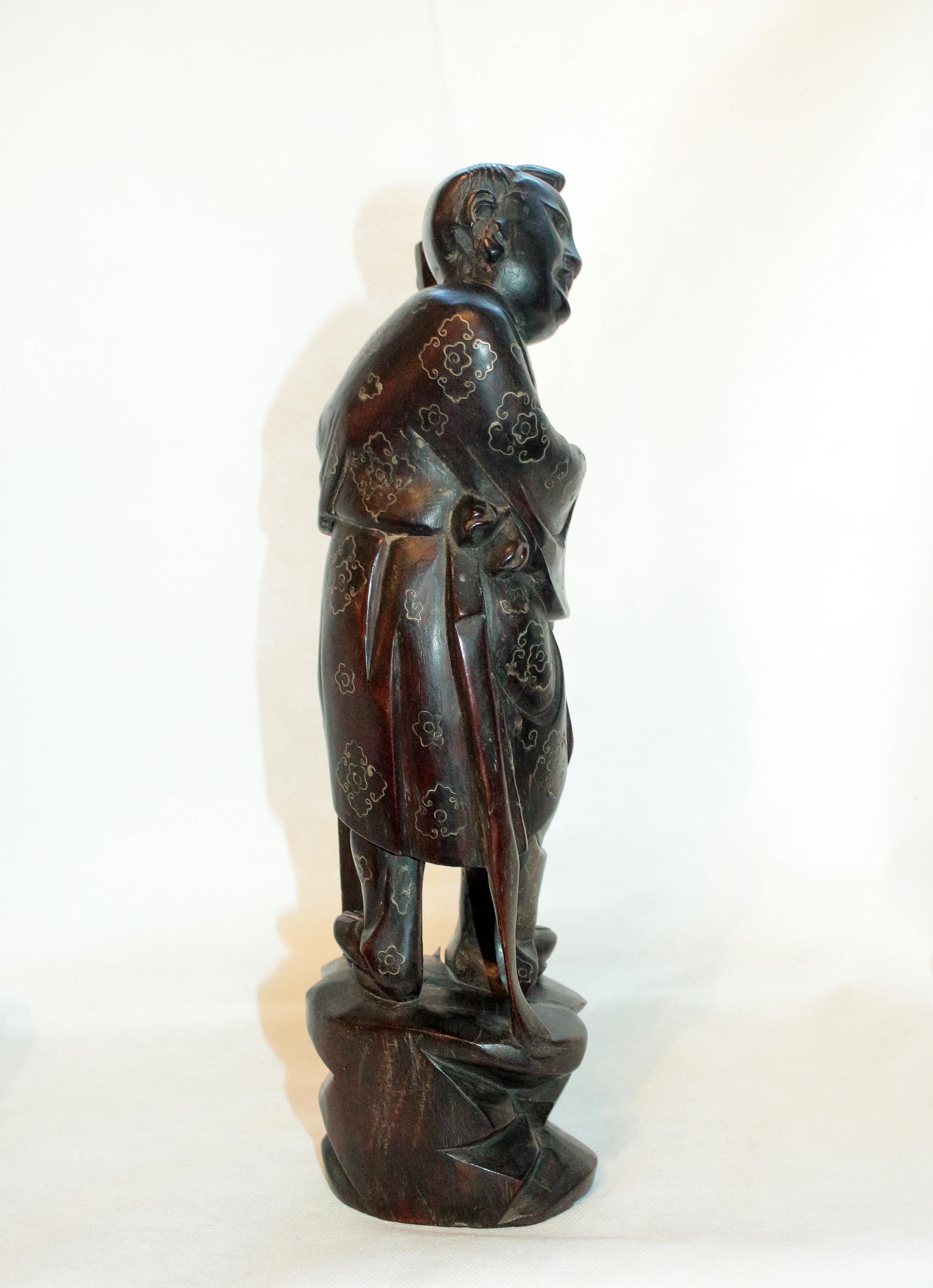 Late Qing Dynasty Hardwood Sculpture In Good Condition In Chapel Hill, NC