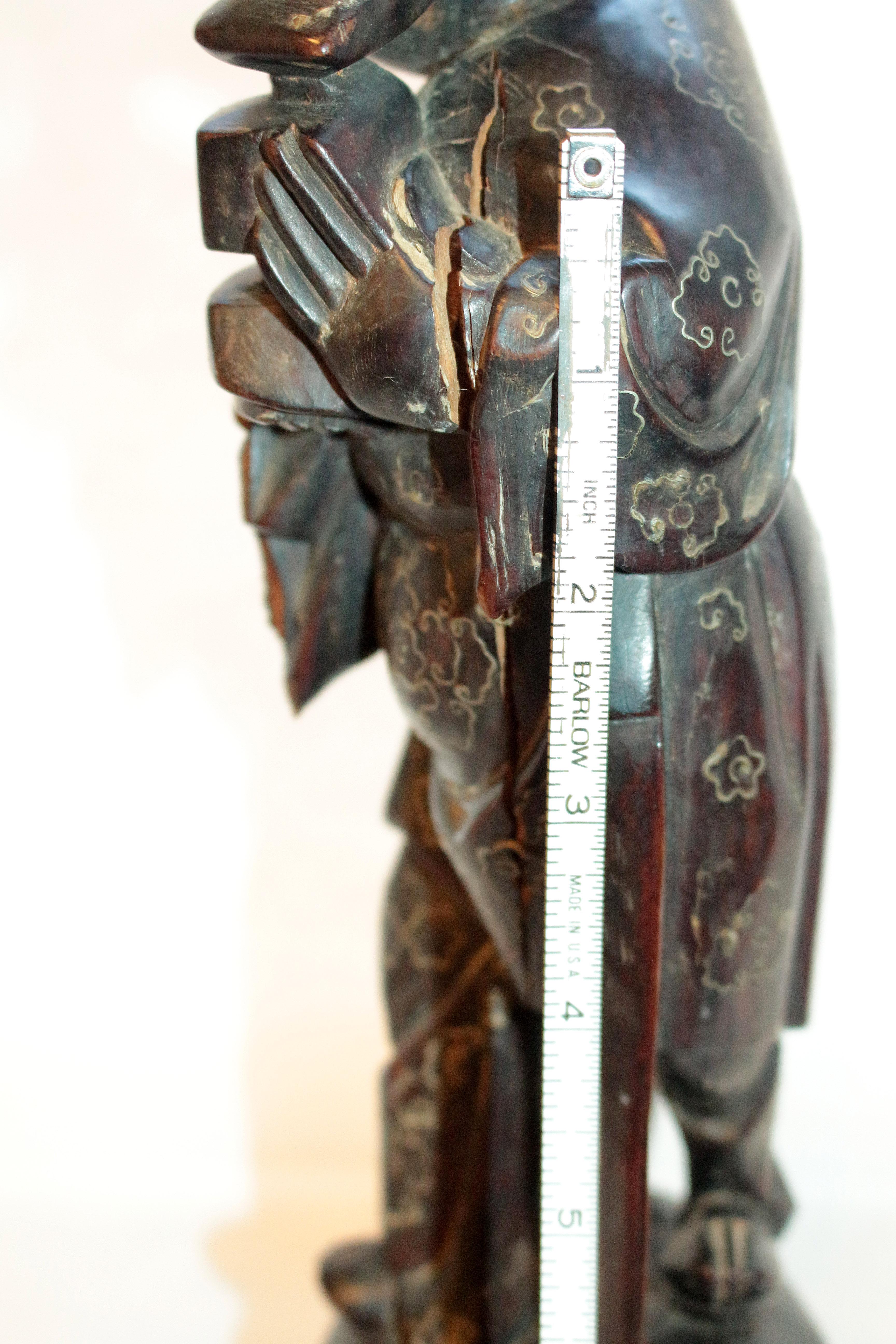 Silver Late Qing Dynasty Hardwood Sculpture