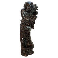 Escultura de madera dura de finales de la dinastía Qing