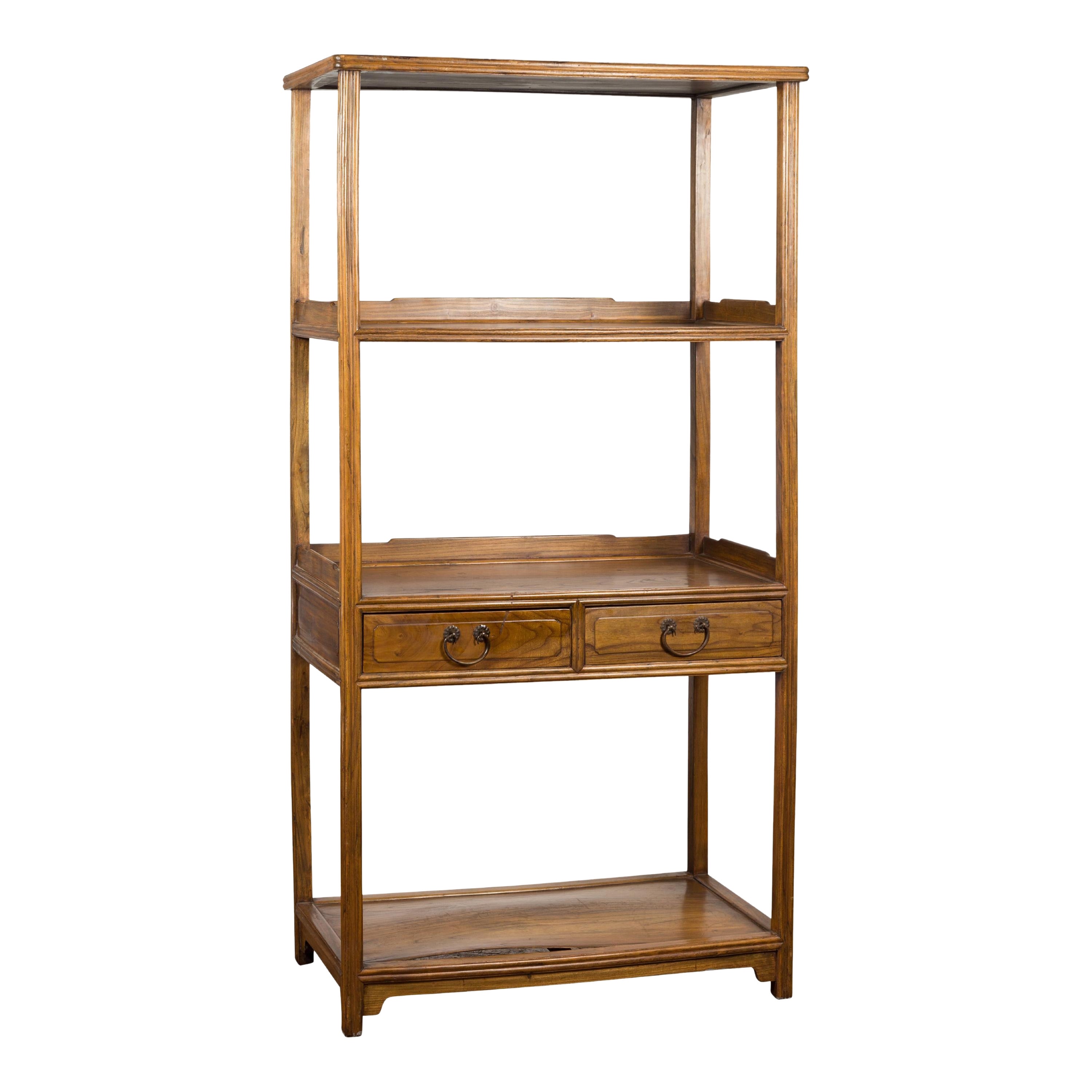 Late Qing Dynasty Period Bookshelf with Classic Design and Drawers