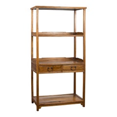 Libreria del periodo della tarda dinastia Qing con cassetti e design classico