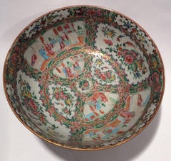Late Qing Dynasty Rose Medallion Punch Bowl