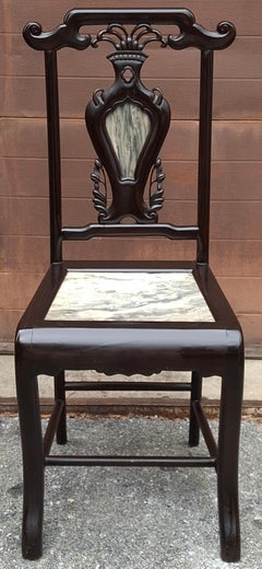 Late Qing Dynasty Rosewood and Marble Insets Shanghai Chair, Circa 1820s
