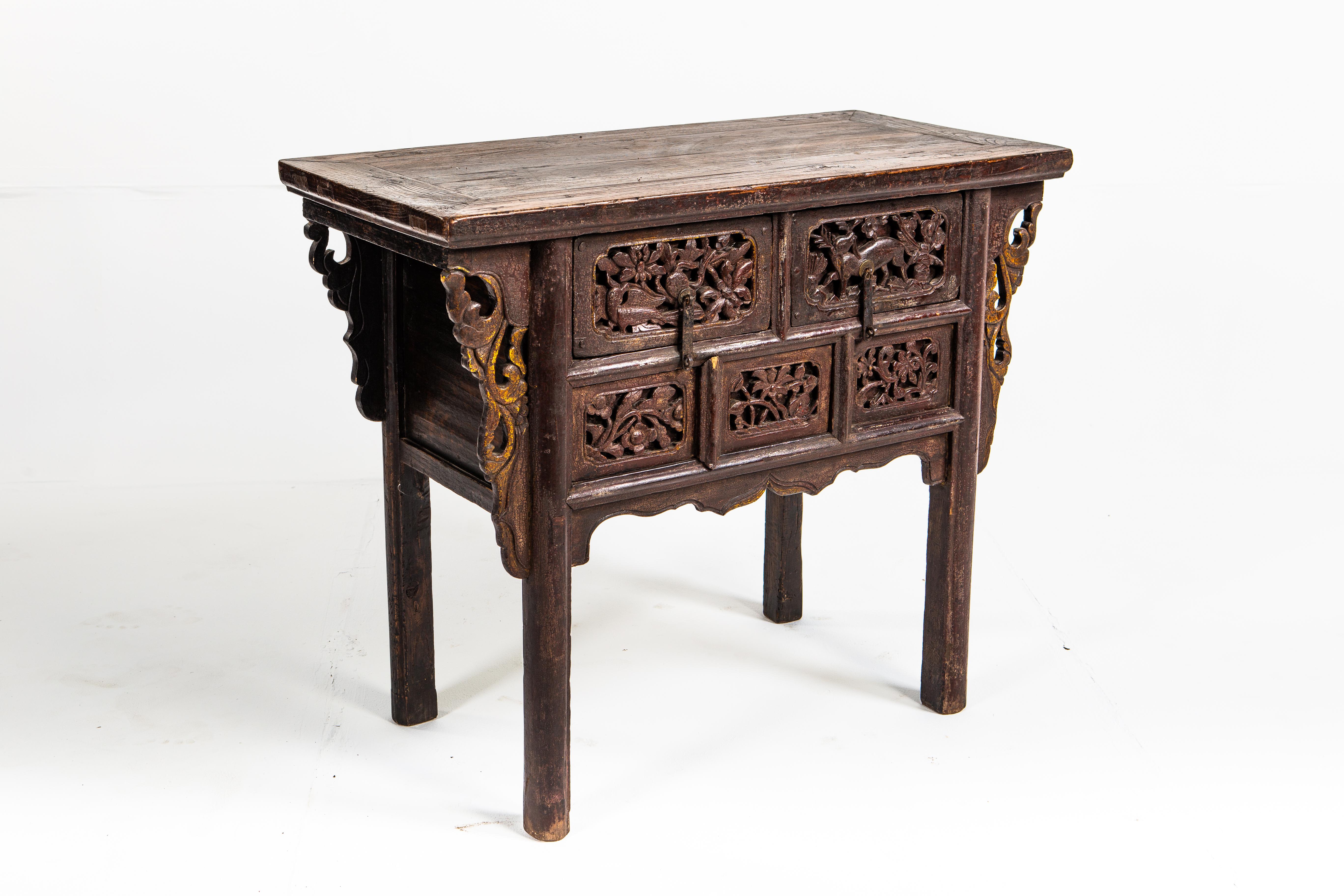 Late Qing Dynasty Side Chest with Two Drawers In Good Condition In Chicago, IL