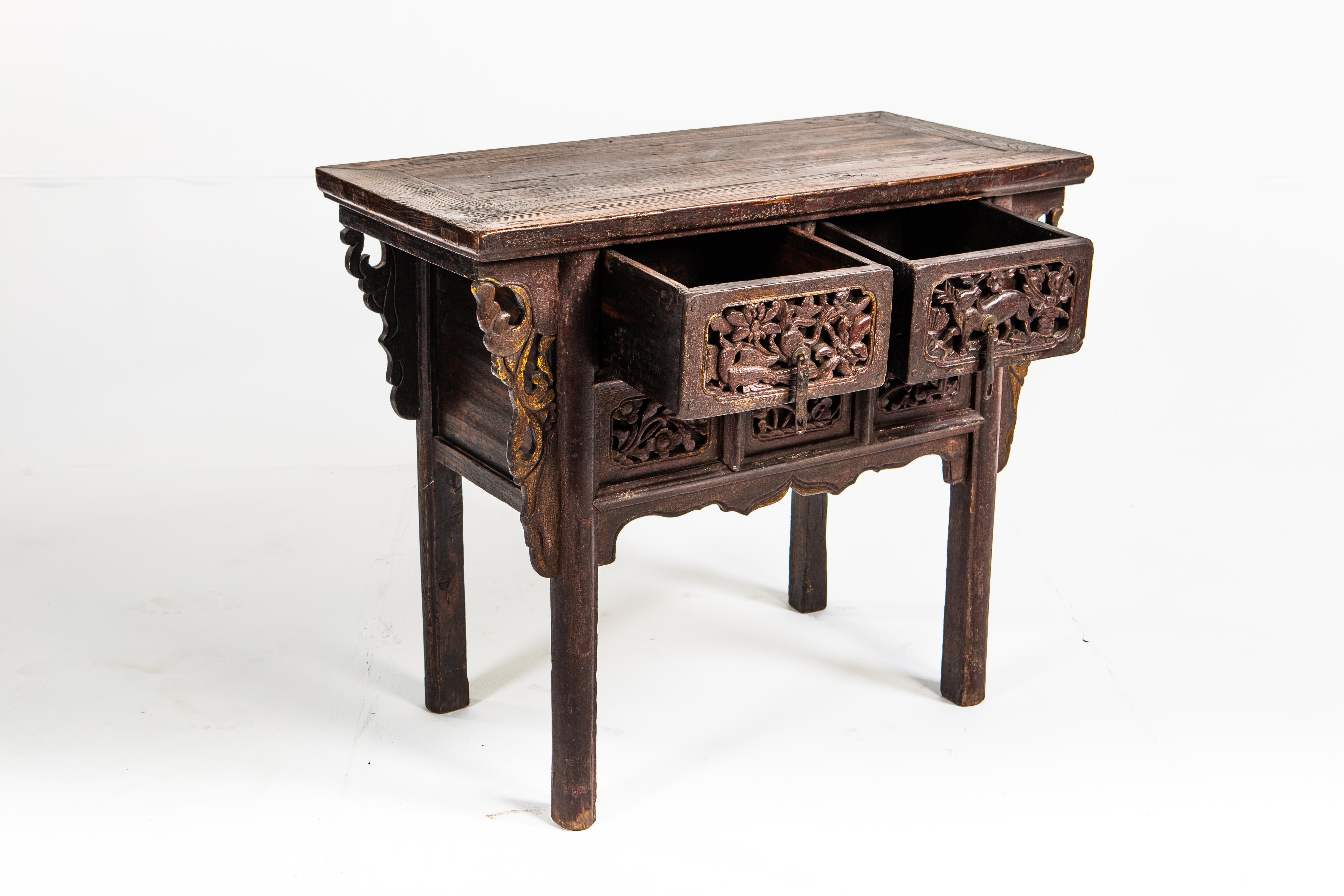 19th Century Late Qing Dynasty Side Chest with Two Drawers