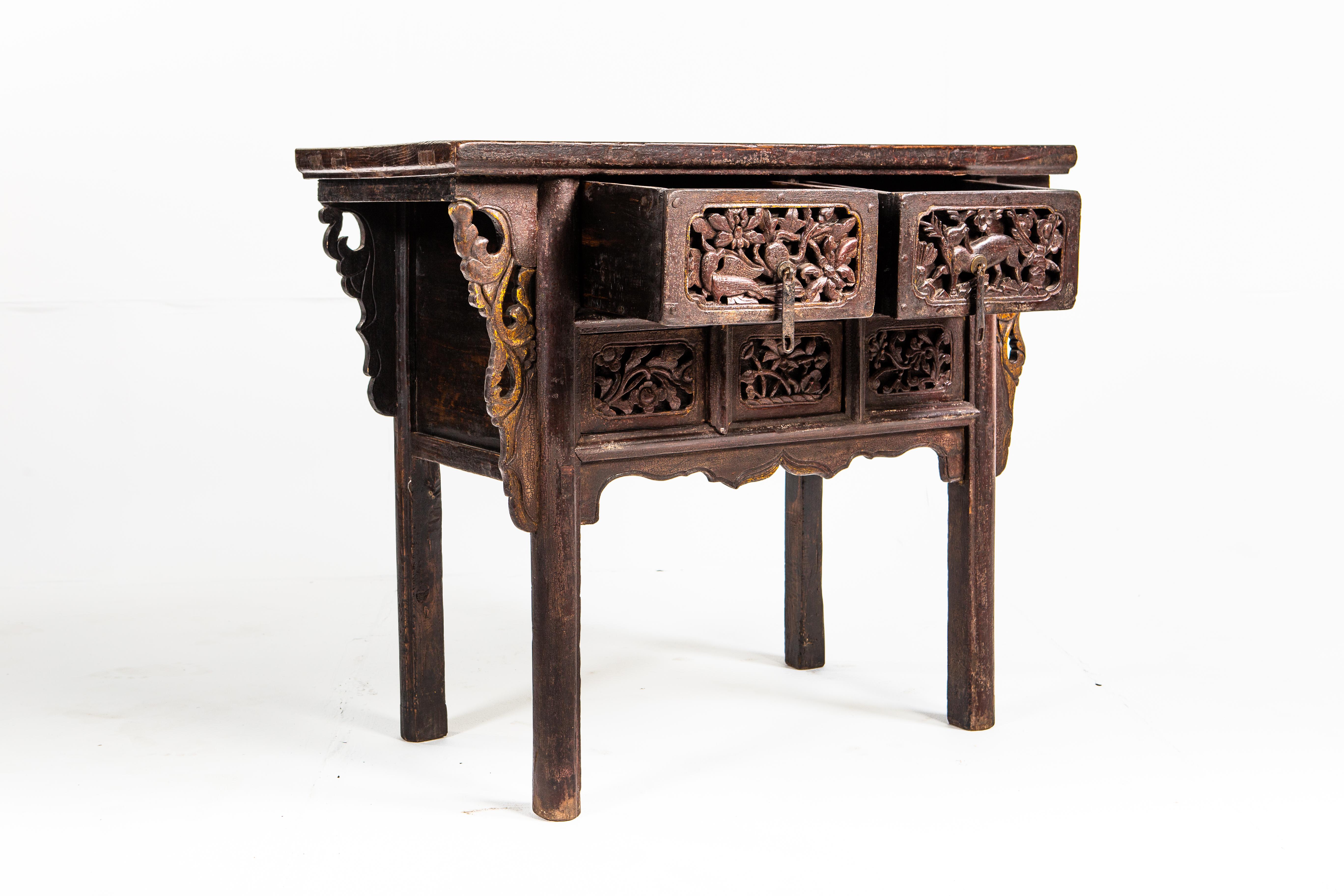 Elm Late Qing Dynasty Side Chest with Two Drawers