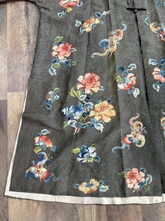 Late Qing Dynasty Silk Satin Robe with "Forbidden Stitch" and Narrative Roundels