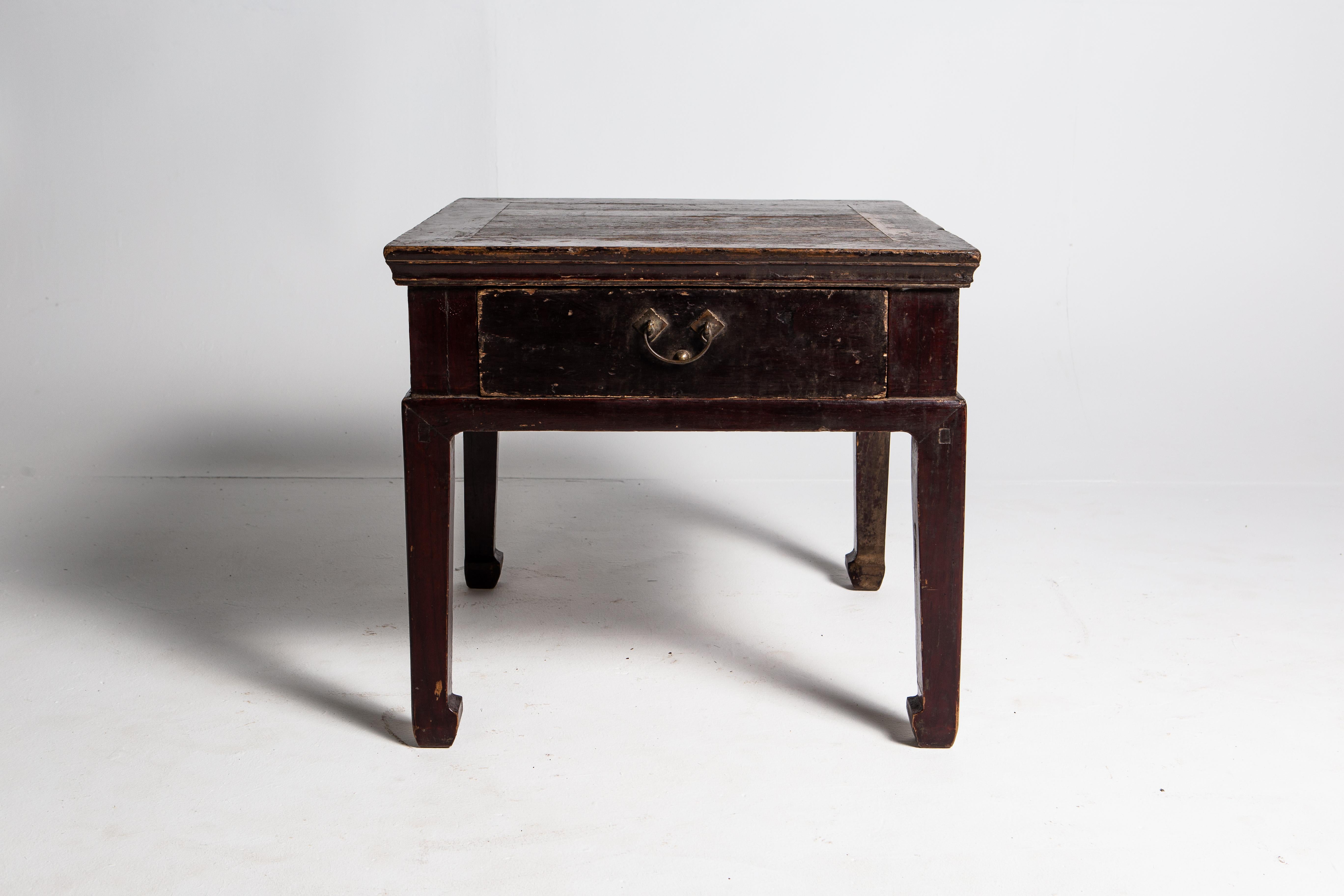 Chinese Late Qing Dynasty Small Square Table with Drawer