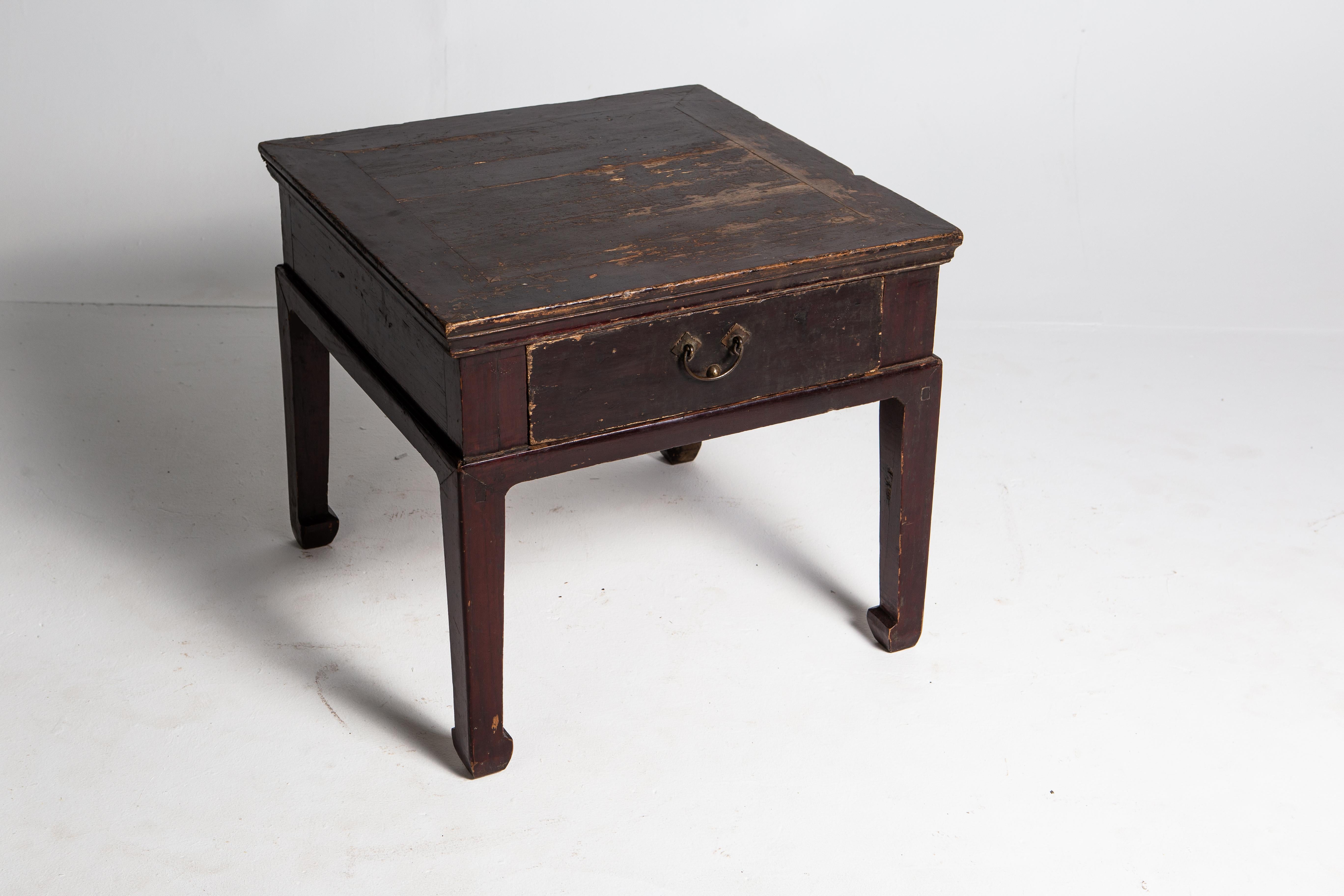 Late Qing Dynasty Small Square Table with Drawer 1