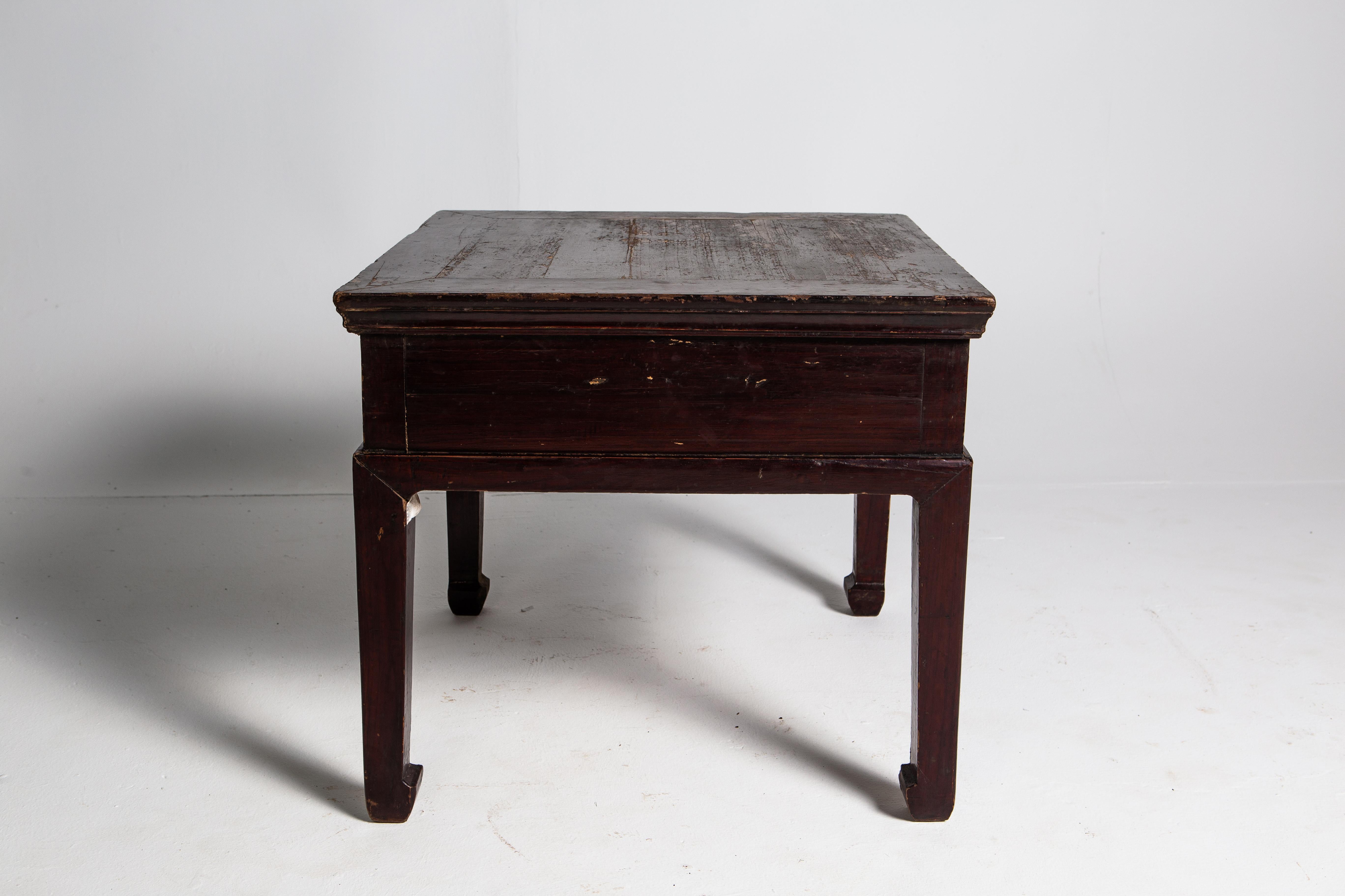 Late Qing Dynasty Small Square Table with Drawer 2