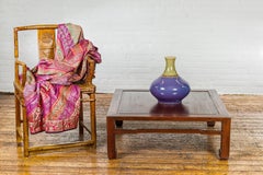 Late Qing Dynasty Square Coffee Table with Horse Hoof Legs and Stretchers