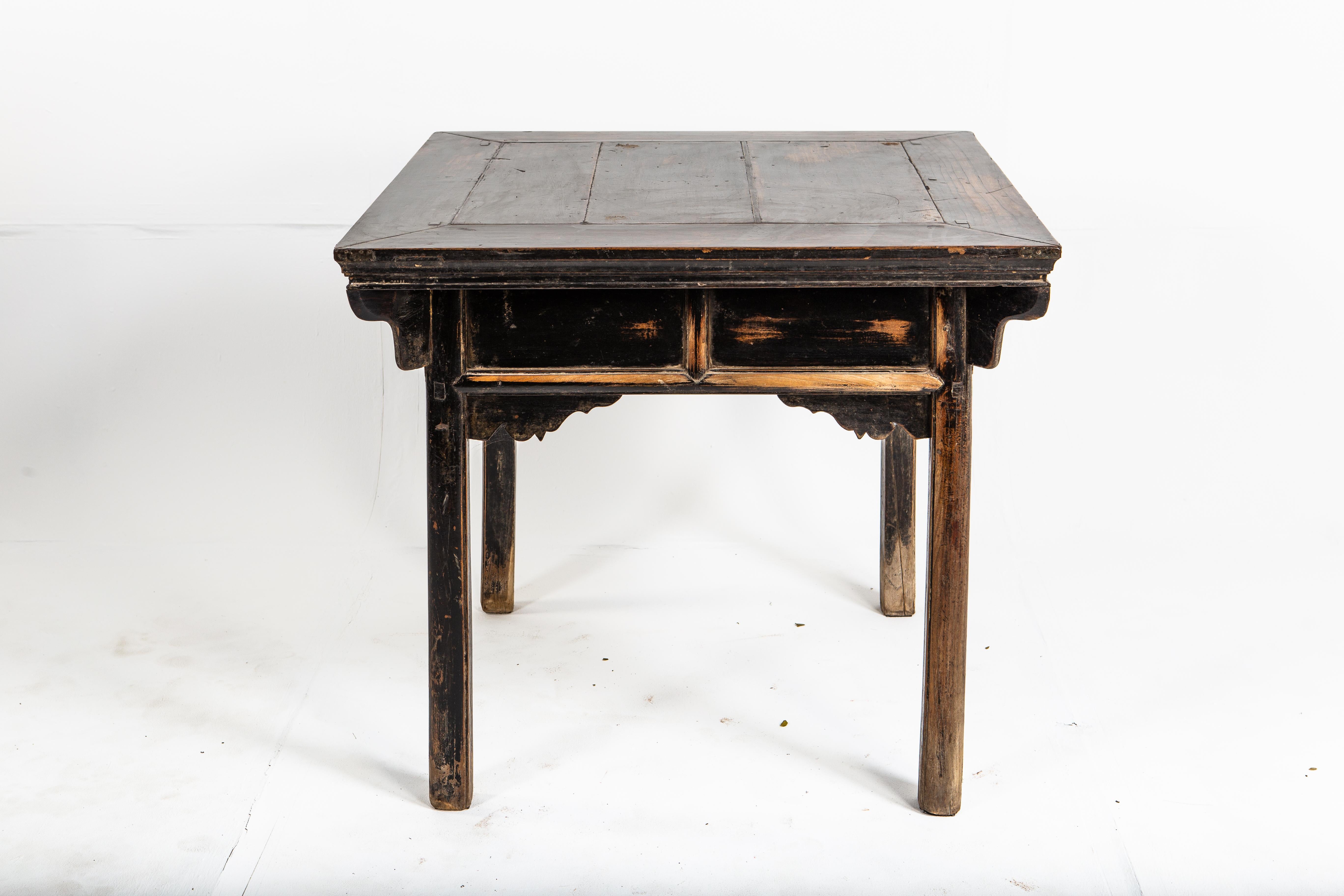 Late Qing Dynasty Square Table with Two Drawers 4