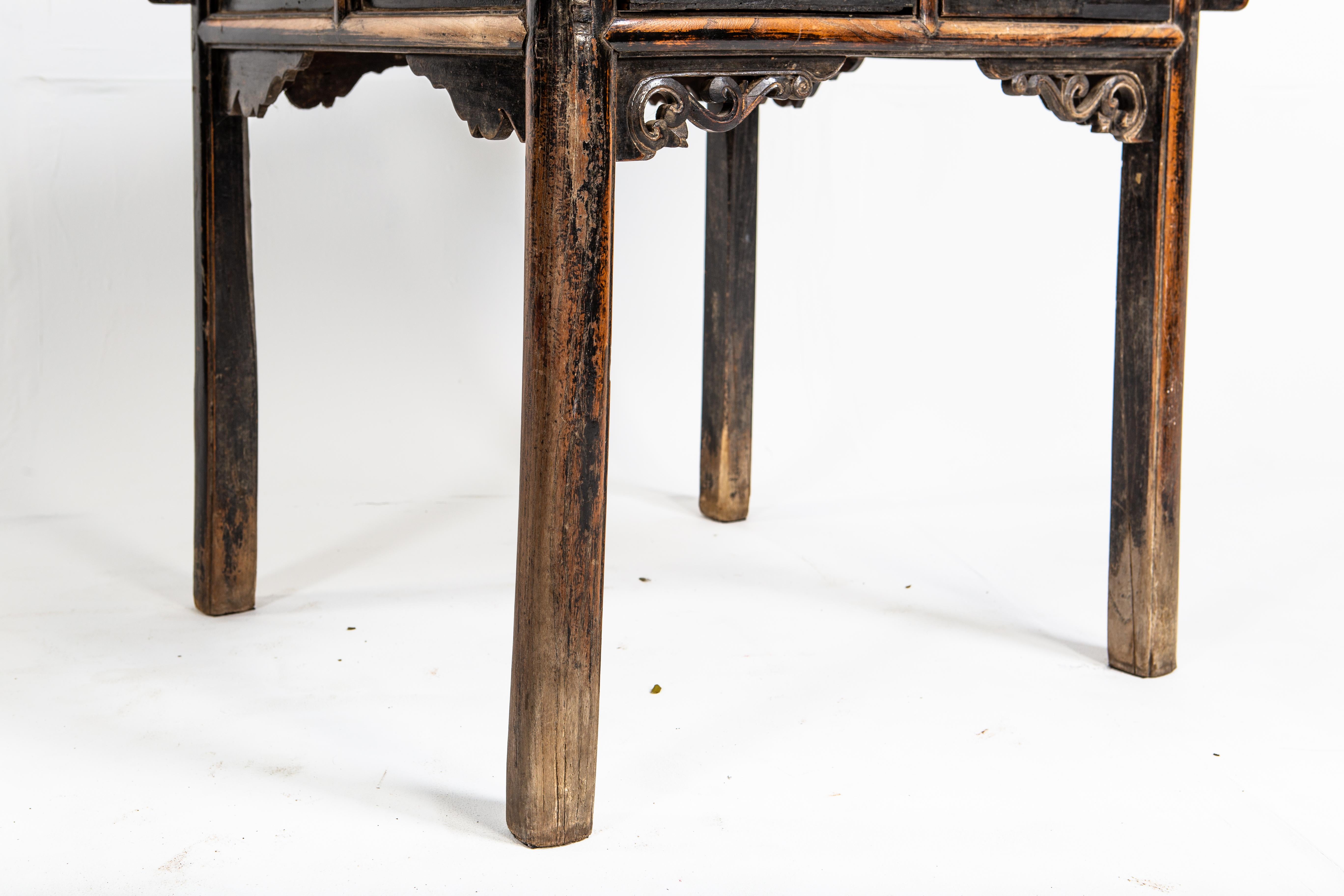Late Qing Dynasty Square Table with Two Drawers 2
