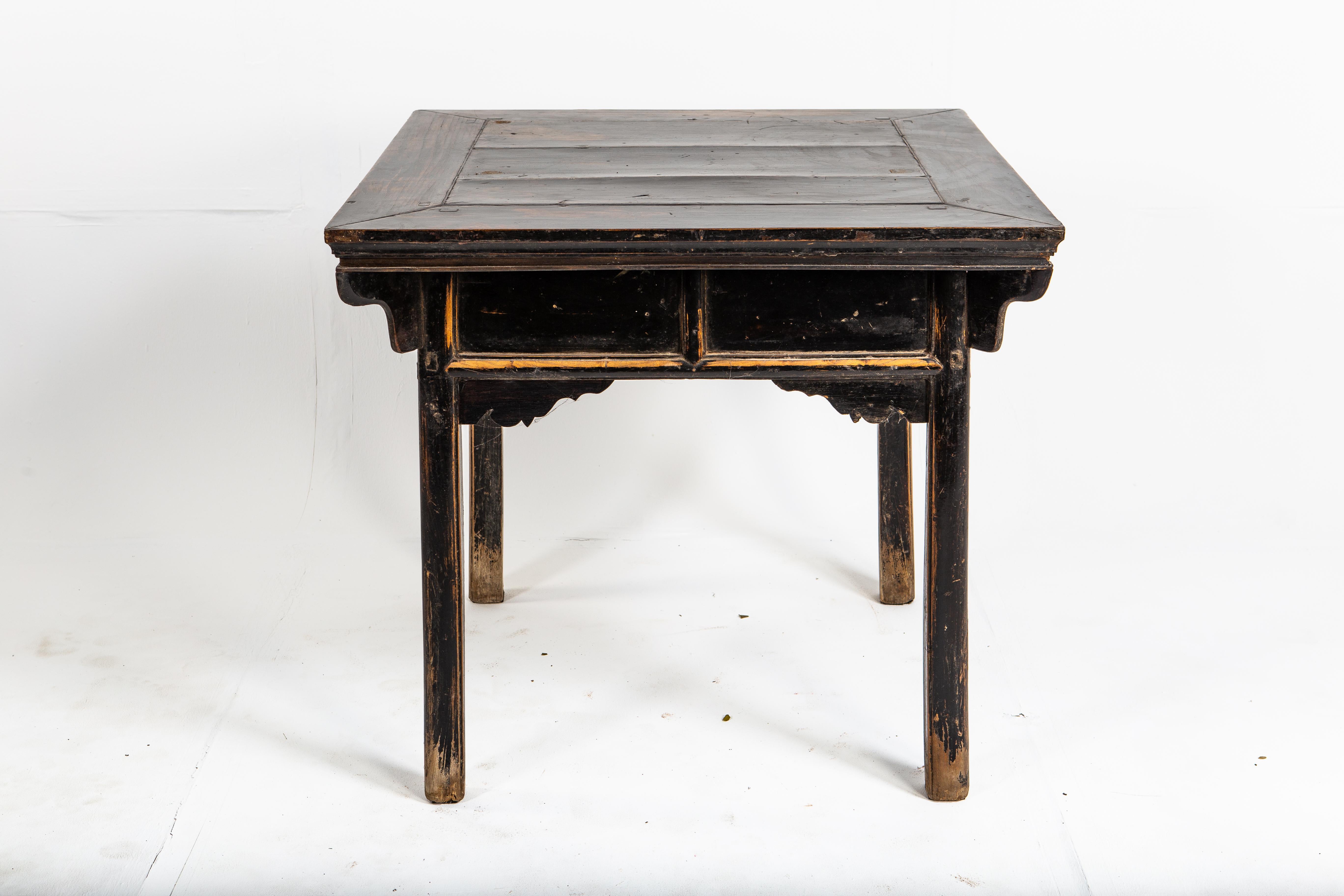 Late Qing Dynasty Square Table with Two Drawers 3