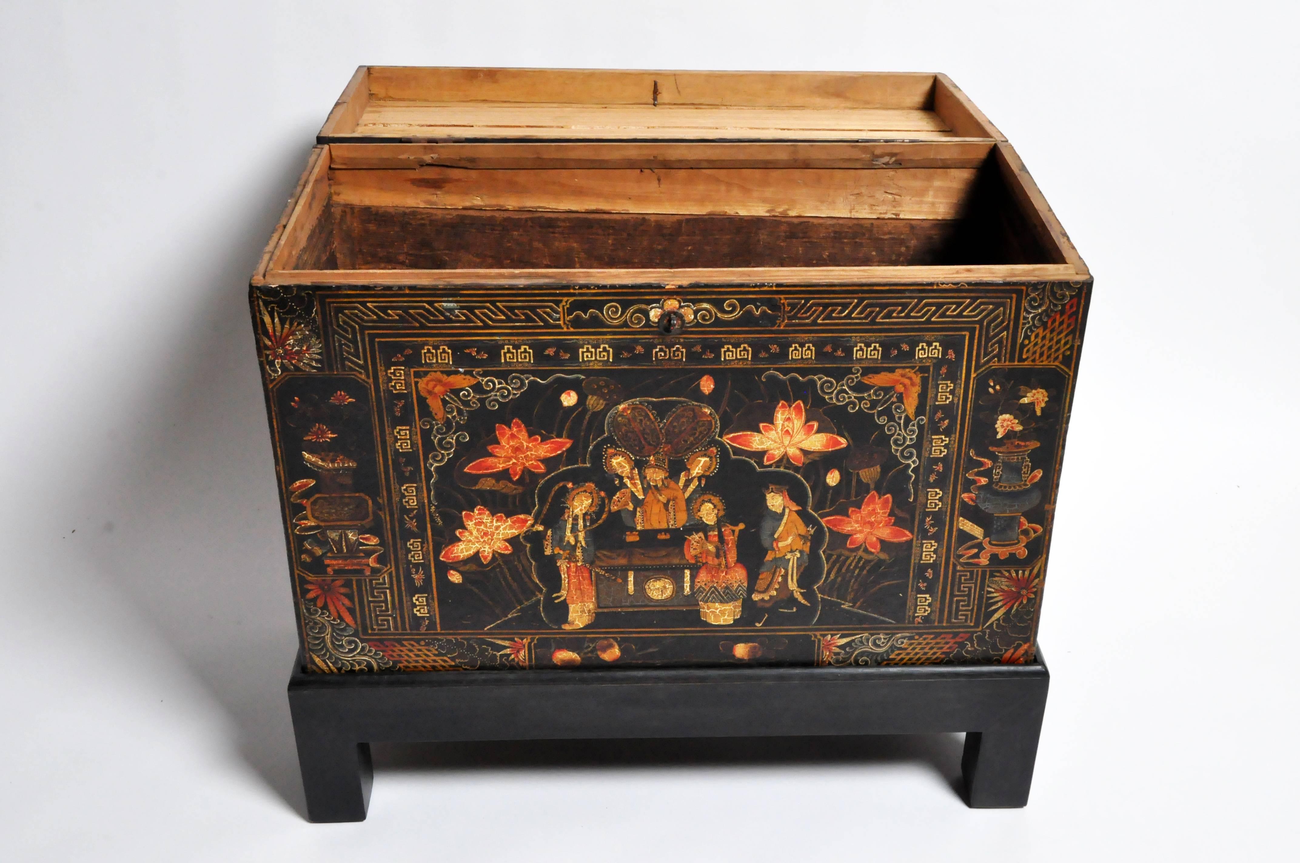 Late Qing Dynasty Storage Chest with Painting on Base 6
